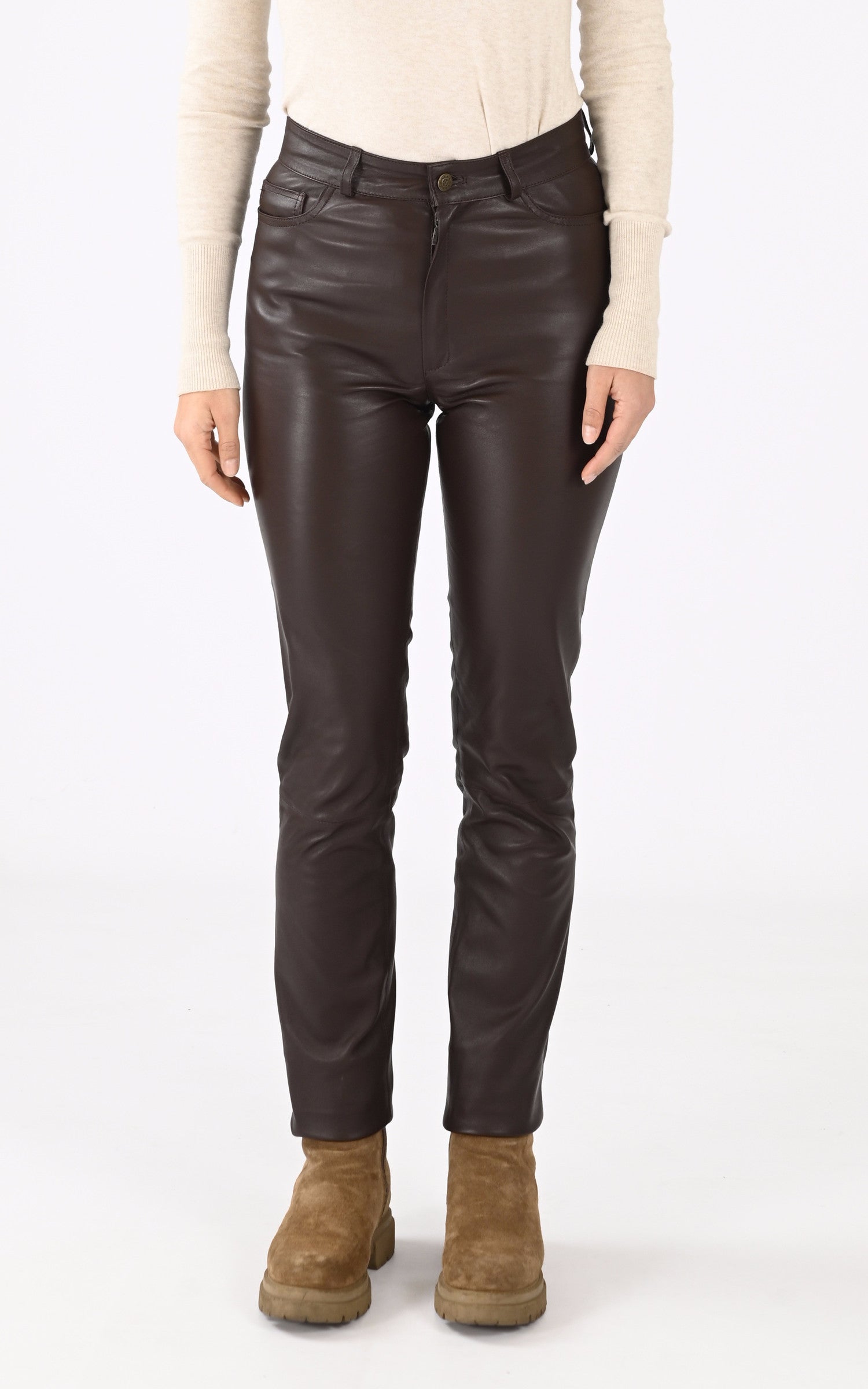 A "JEAN" Chocolat La Canadienne Pantalon Femme closed photo