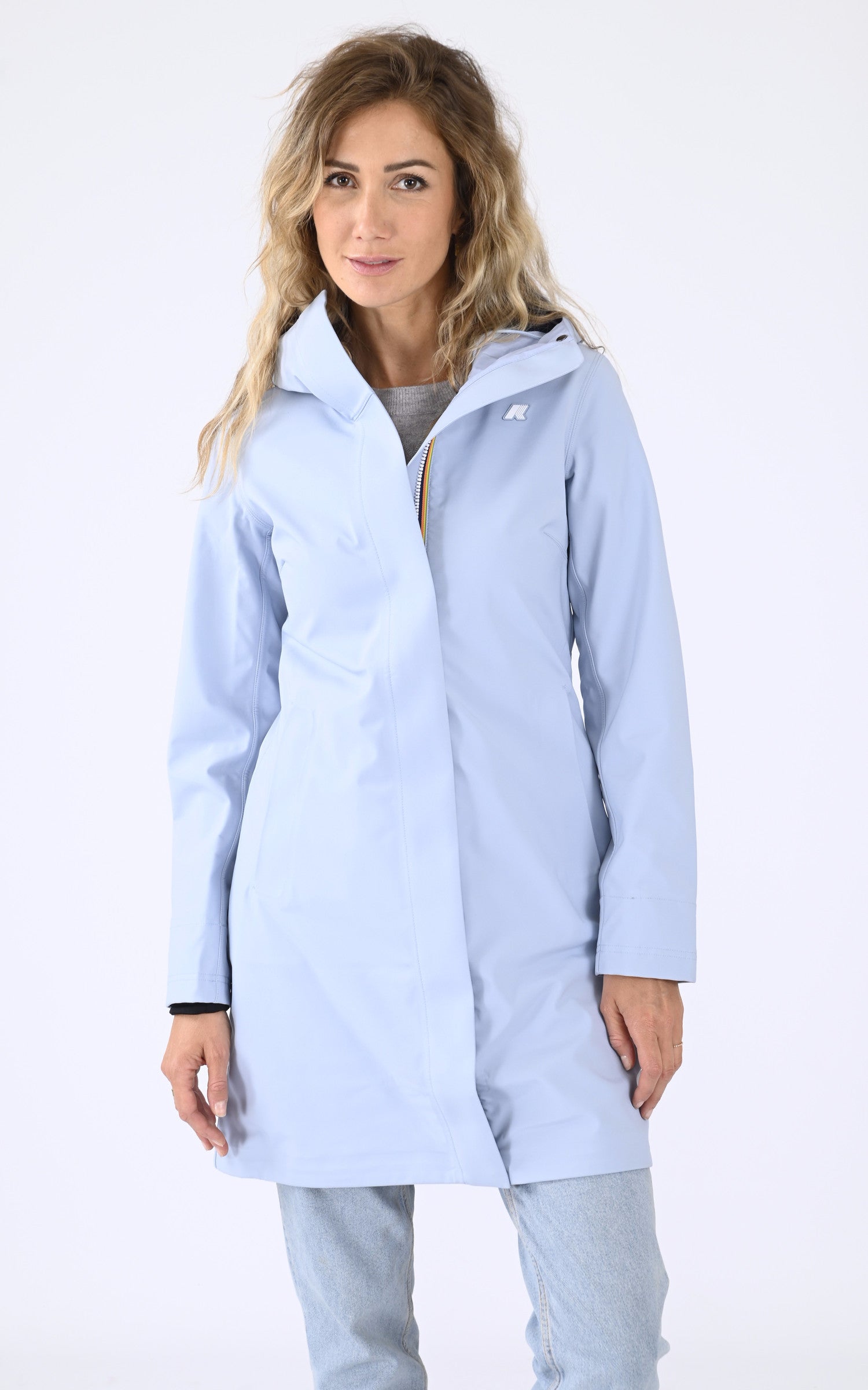 A "STEPHY BONDED K21489W" Bleu Ciel K-Way 3/4 Femme closed photo