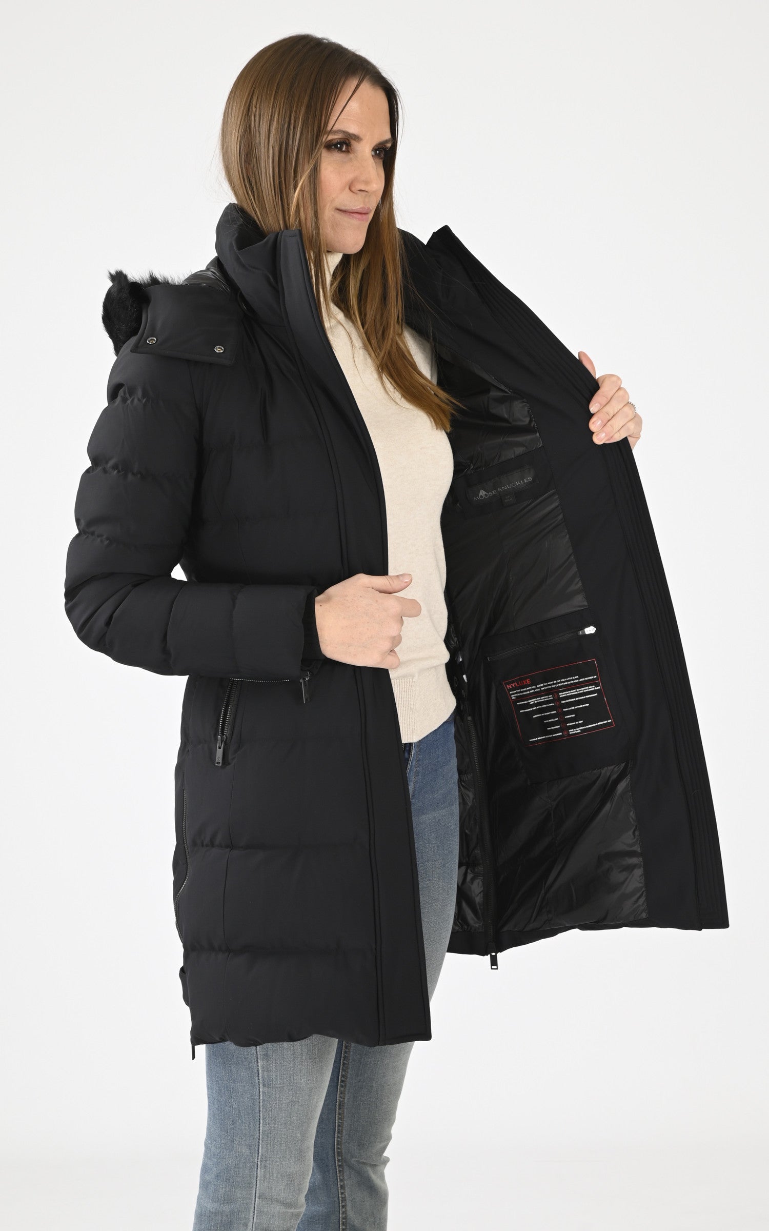 A "WATERSHED SH M34LP228S" Noir Moose Knuckles Ves Doudoune Femme interior photo 3