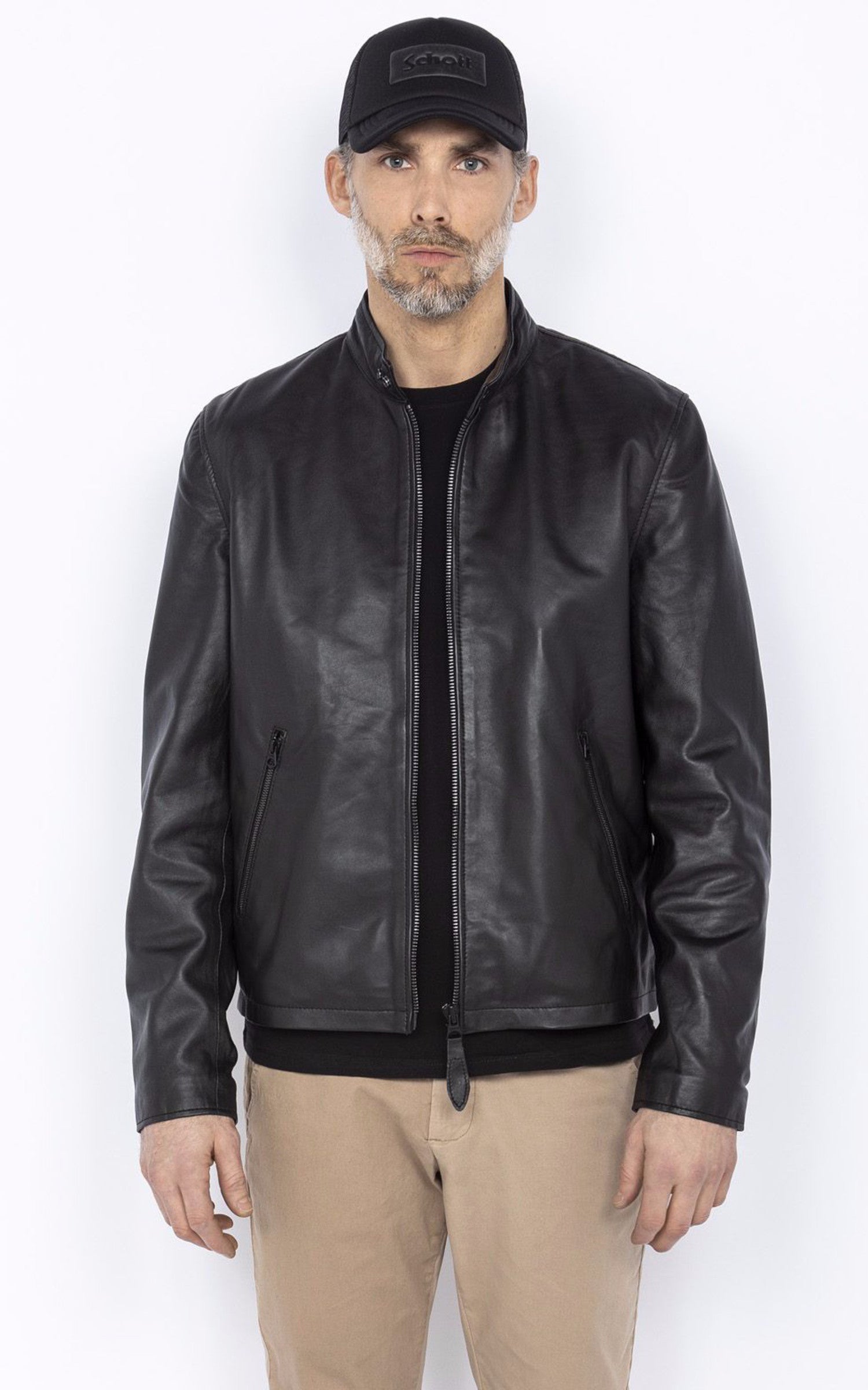 A "LC BIKER" Noir Schott Blouson Homme opened photo