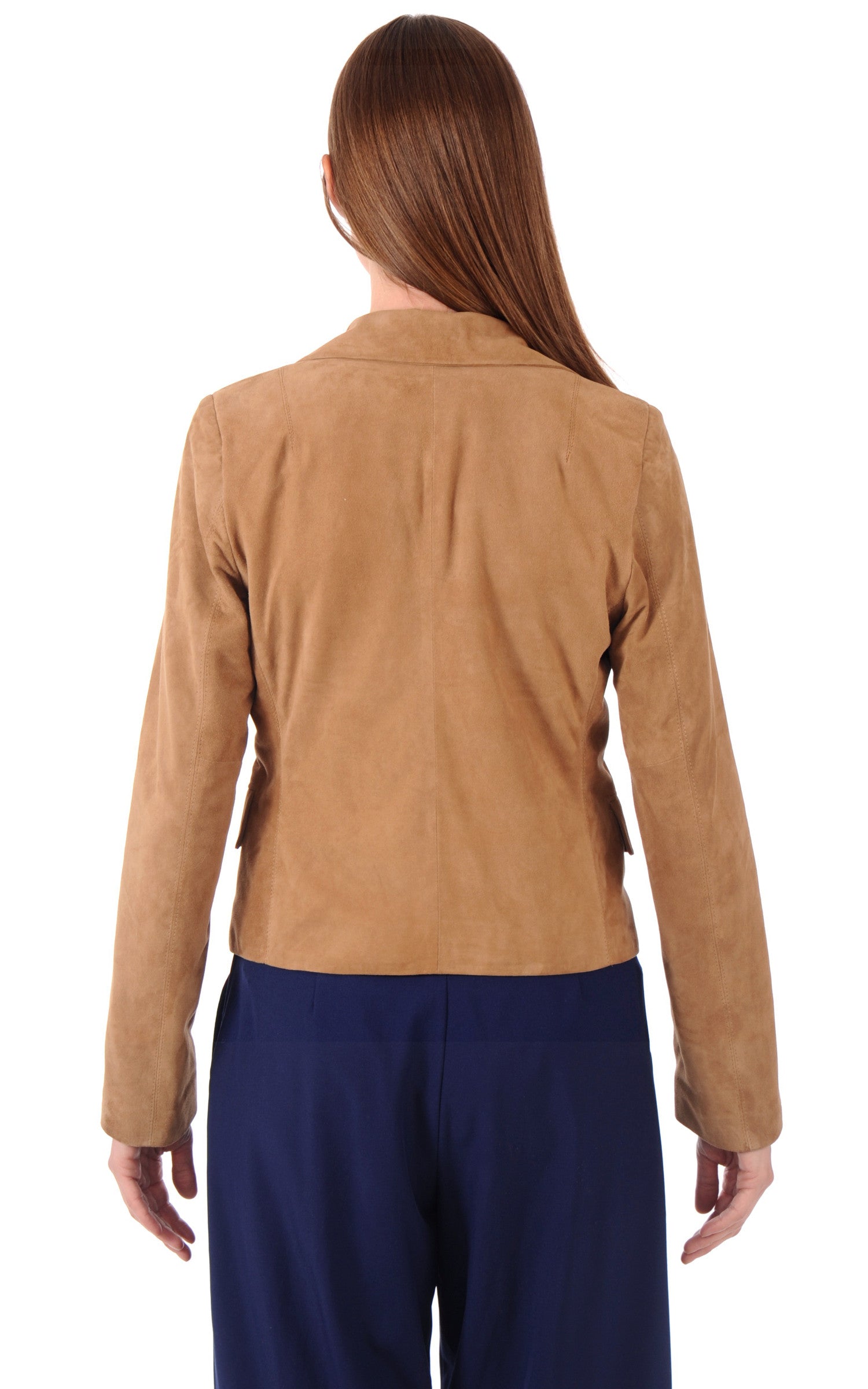 A "ELVINA FF" Camel La Canadienne Veste Femme back photo
