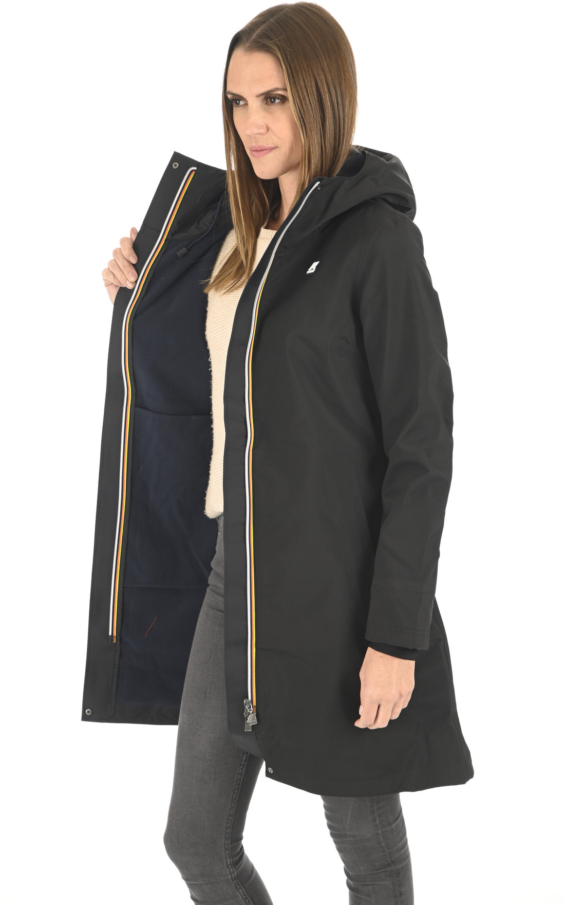 A "STEPHY BONDED K21489W" Noir K-Way 3/4 Femme opened photo