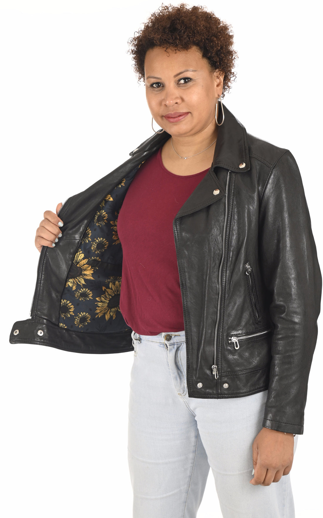 A "SANA CURVE 102174" Noir Rose Garden Blouson Femme closed photo