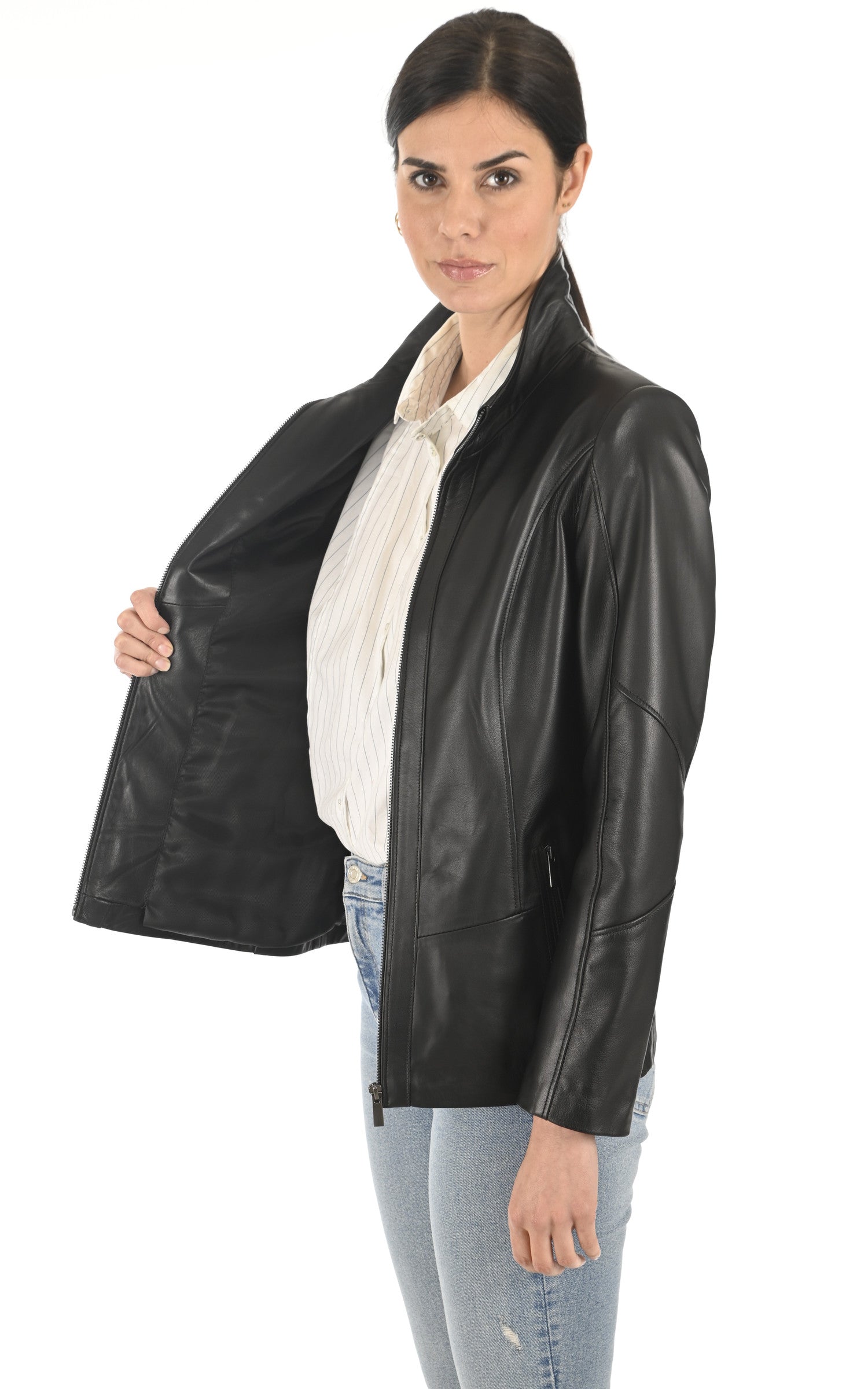 A "FATIMA" Noir La Canadienne Blouson Femme interior photo