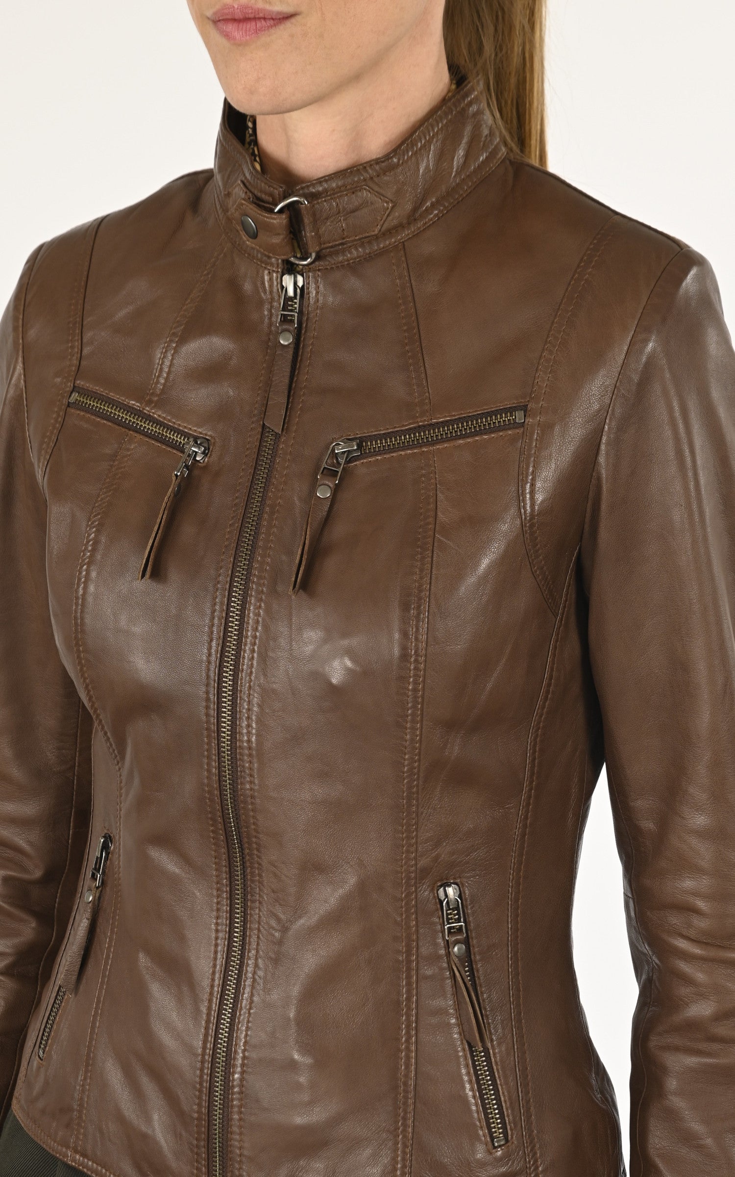 A "P1401" Marron Clair La Canadienne Blouson Femme details photo