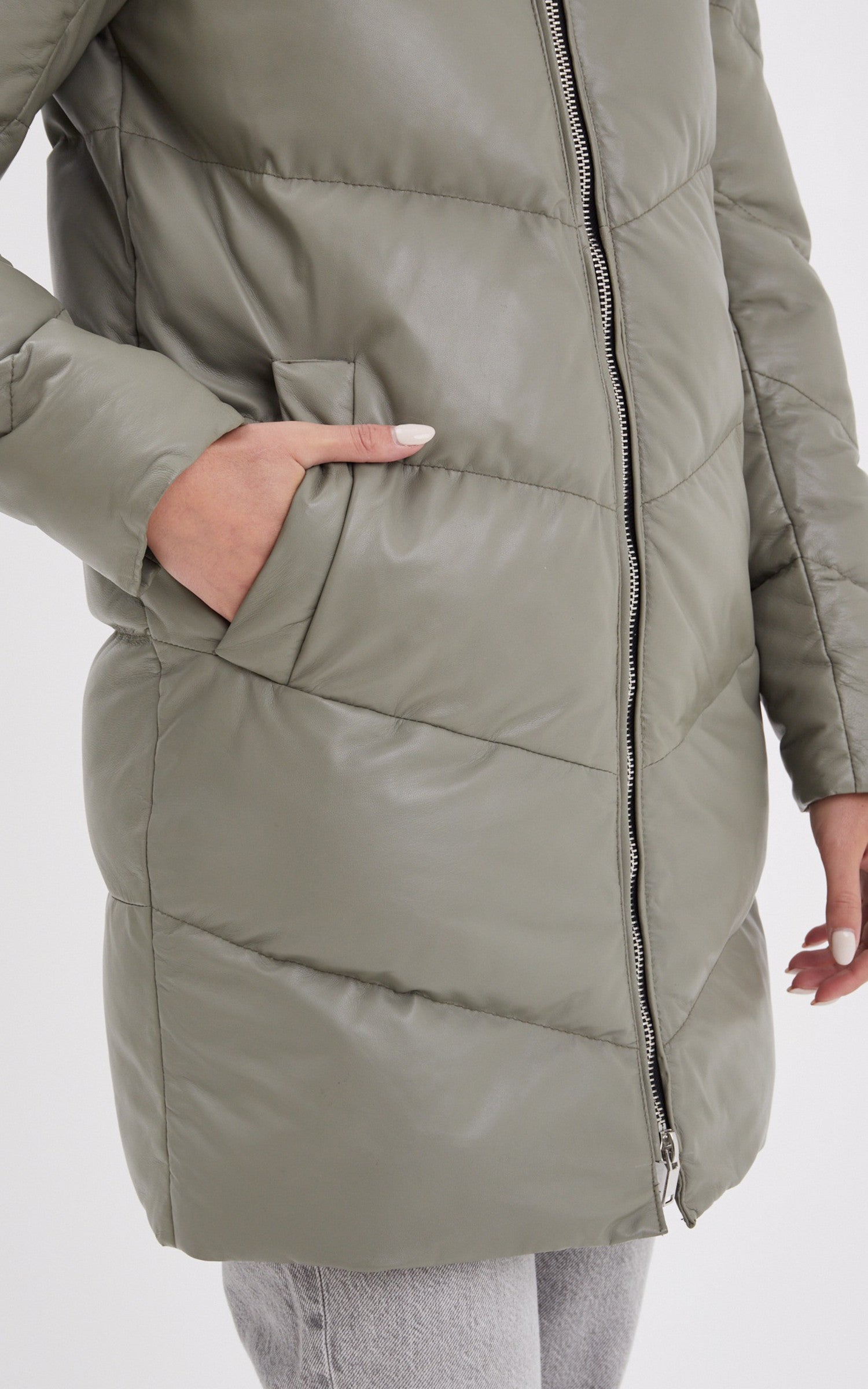 A "OLGAR 103089" Kaki Clair Rose Garden 3/4 Doudoune Femme back photo 5