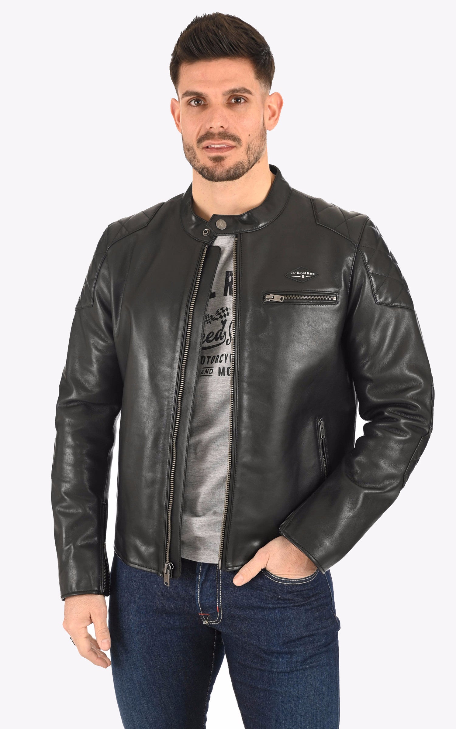 A "RACE 2022007" Noir The Royal Racer Blouson Homme closed photo