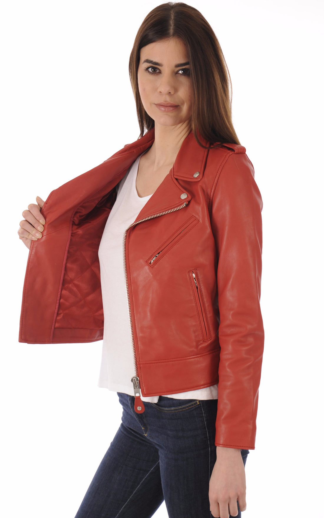 A "LCW1601D" Rouge Schott Blouson Femme opened photo