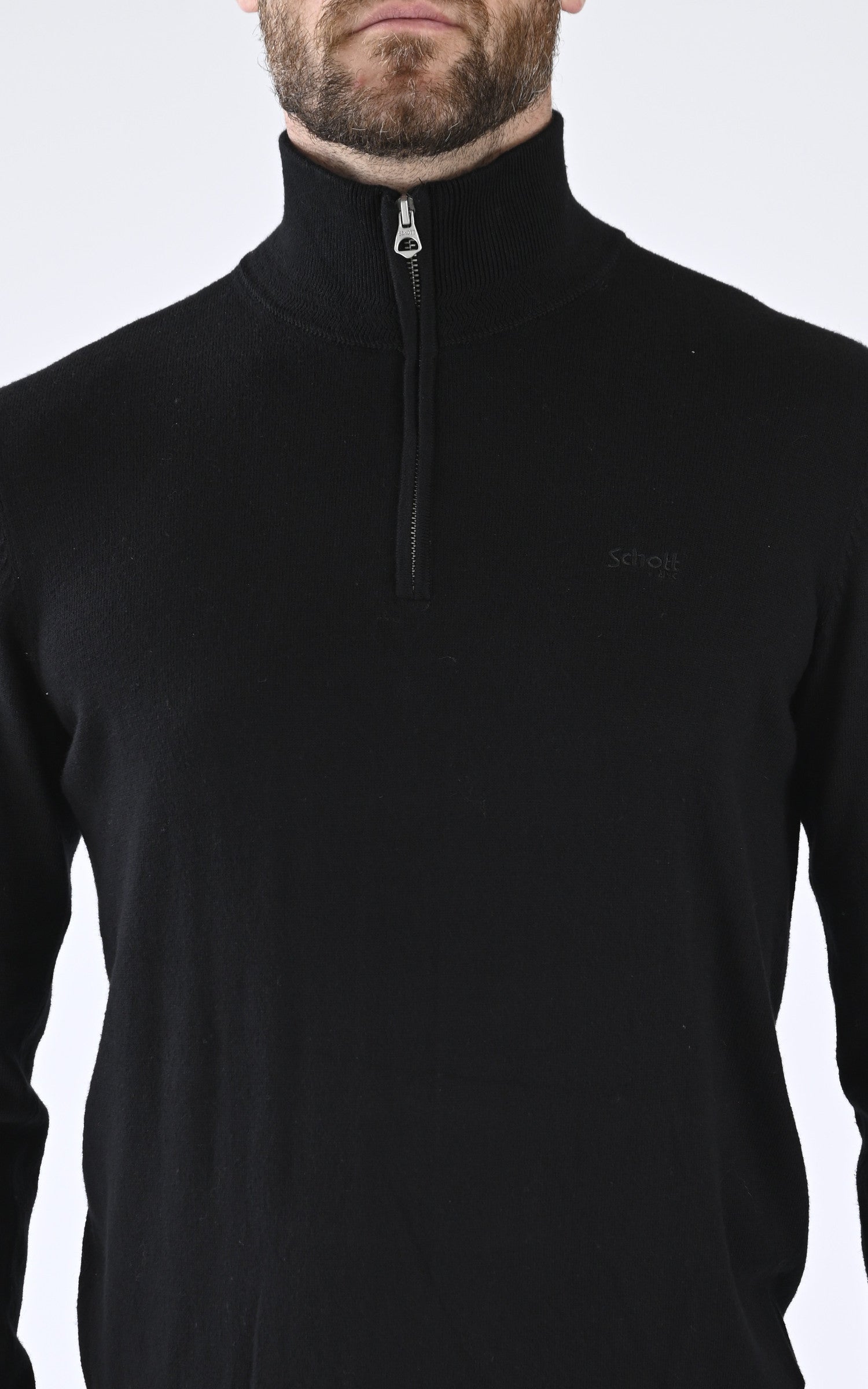 A "PL BEAL 8" Noir Schott Pull Homme details photo 4