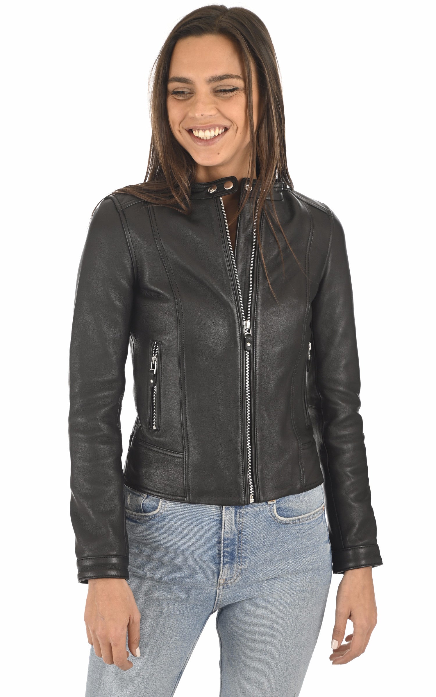 A "FIONA" Noir Serge Pariente Blouson Femme closed photo