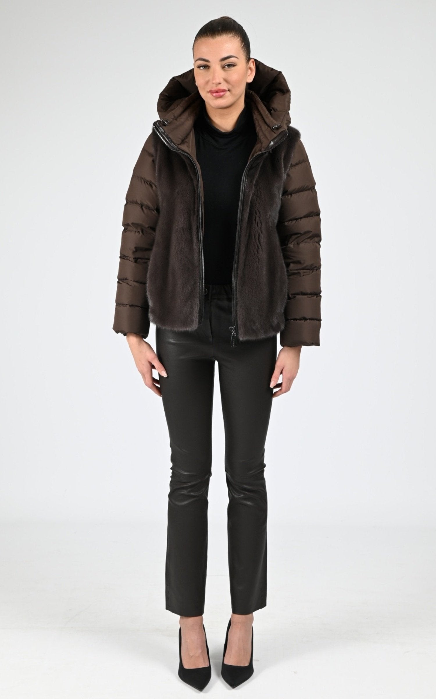 Veste Fourrure Femme Simmagini, modèle 7914 de couleur dyed coffee