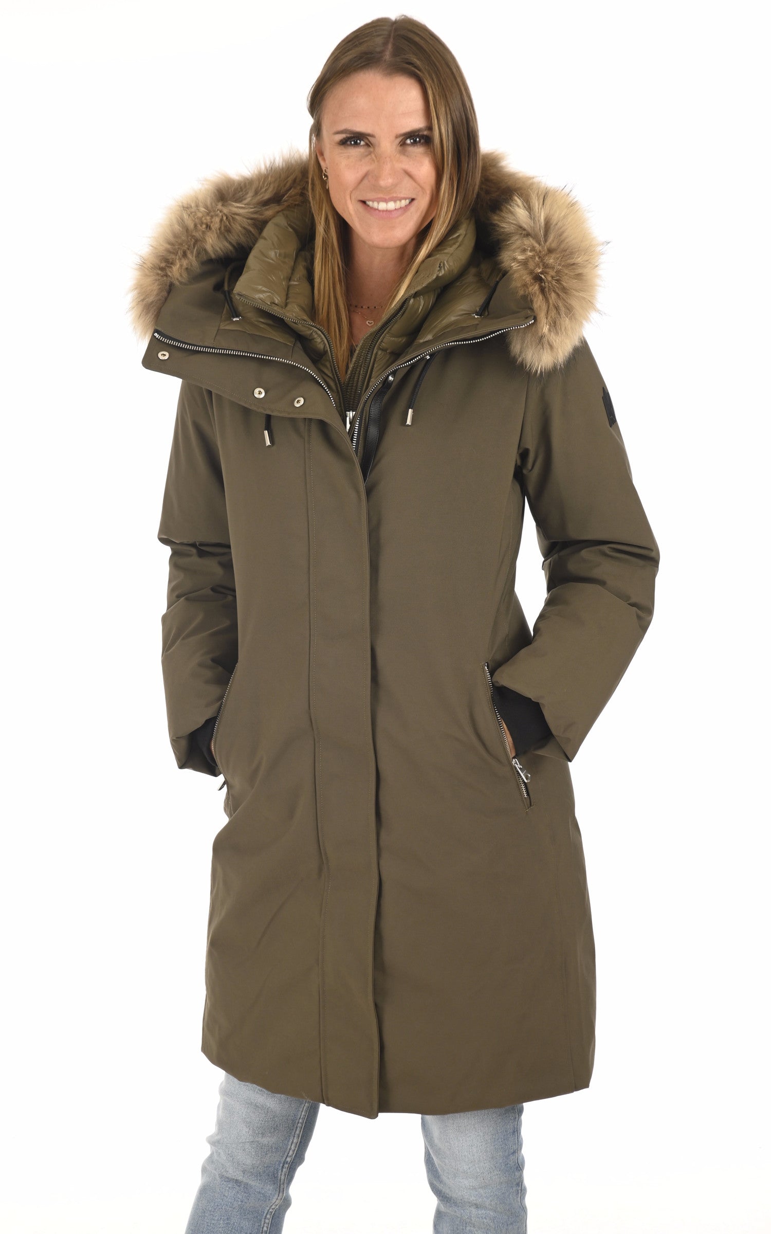 A "SHILOH-F" Kaki Mackage 7/8 Doudoune Femme closed photo 2