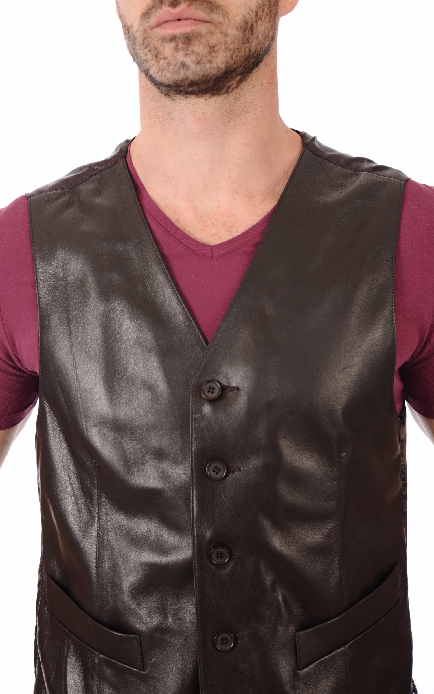 A "GILET" Marron La Canadienne Gilet Homme details photo 5