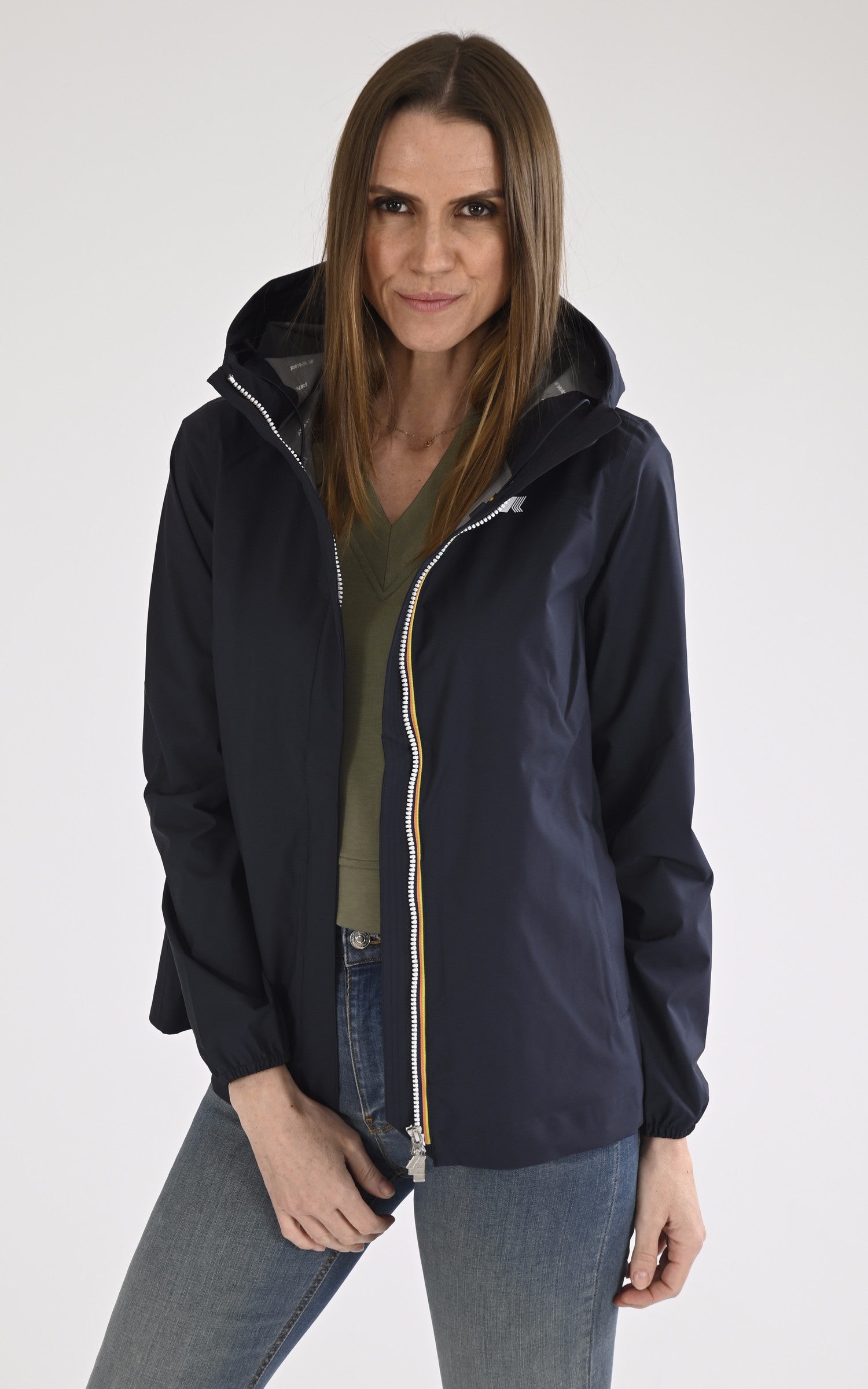 A "MARGUERITE STRE DOT K31382W" Bleu Marine K-Way Blouson Femme closed photo