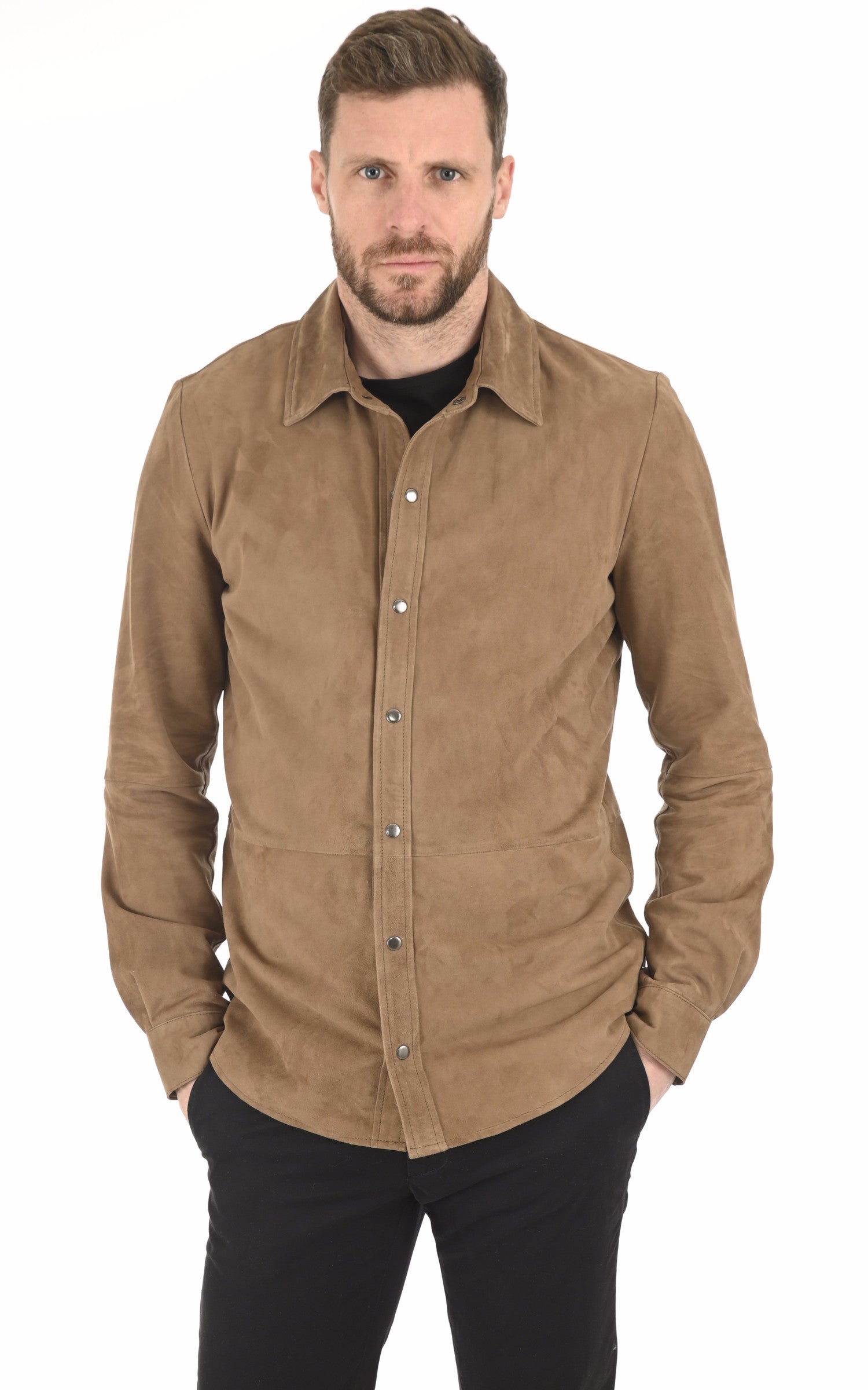 A "M001" Taupe Serge Pariente Chemise Homme closed photo 2