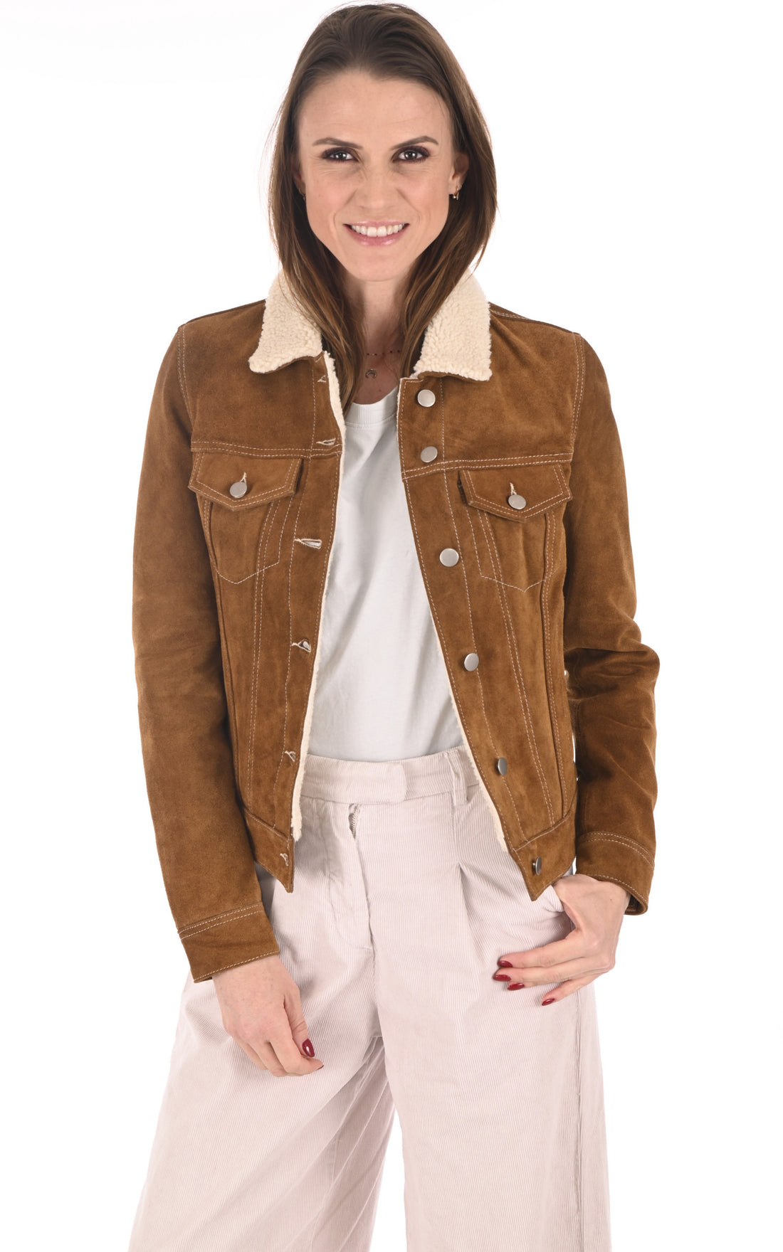 A "TRUCKY 101645" Cognac Rose Garden Blouson Femme closed photo