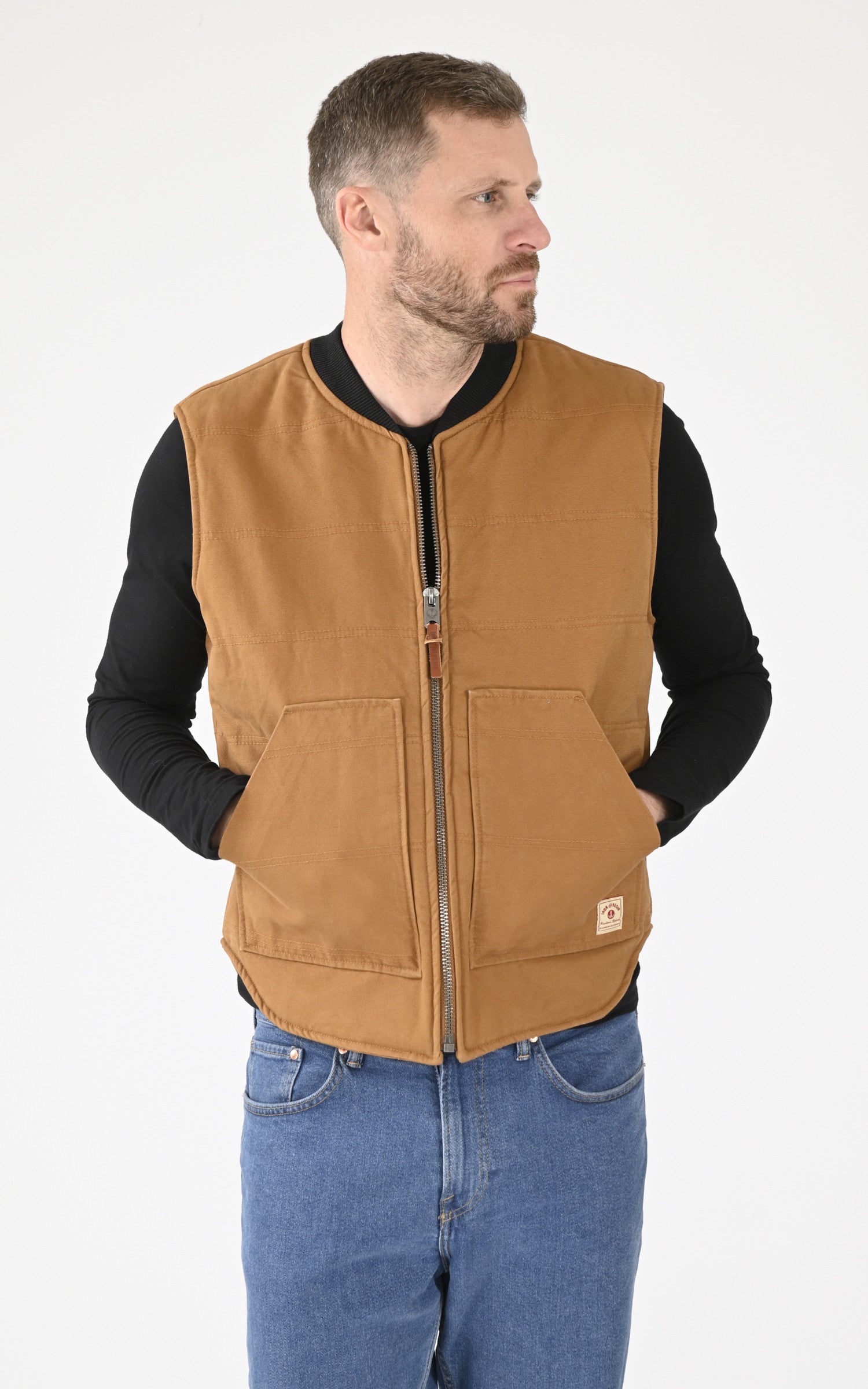 A "WORK 102093" Cognac Iron&Resin Gilet Homme closed photo