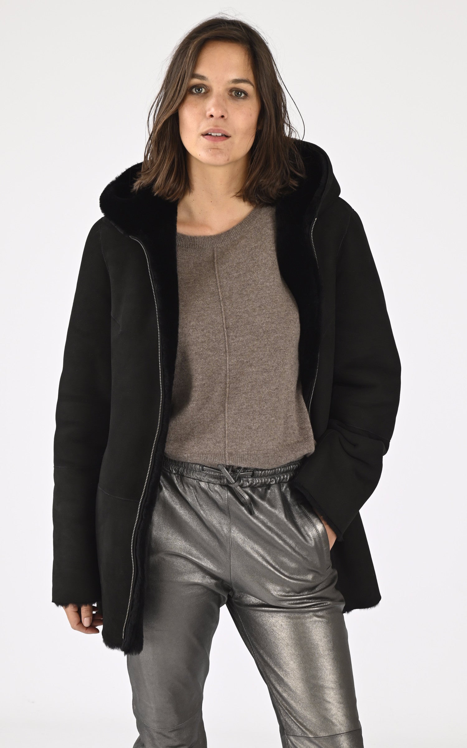 A "BASE 75" Noir La Canadienne Veste Femme opened photo