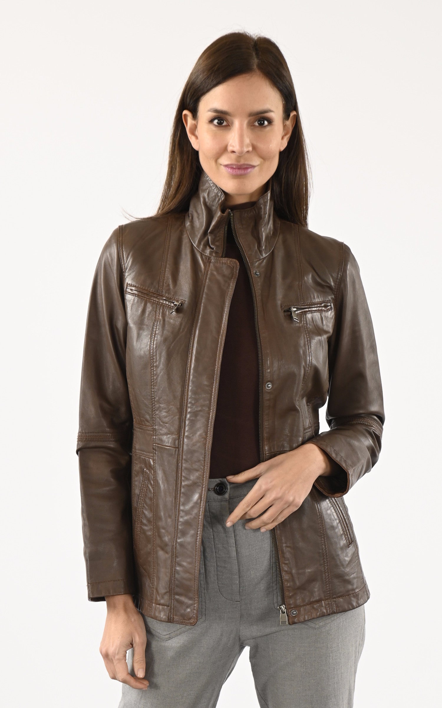 A "ZURICH-3" Marron La Canadienne Veste Femme opened photo