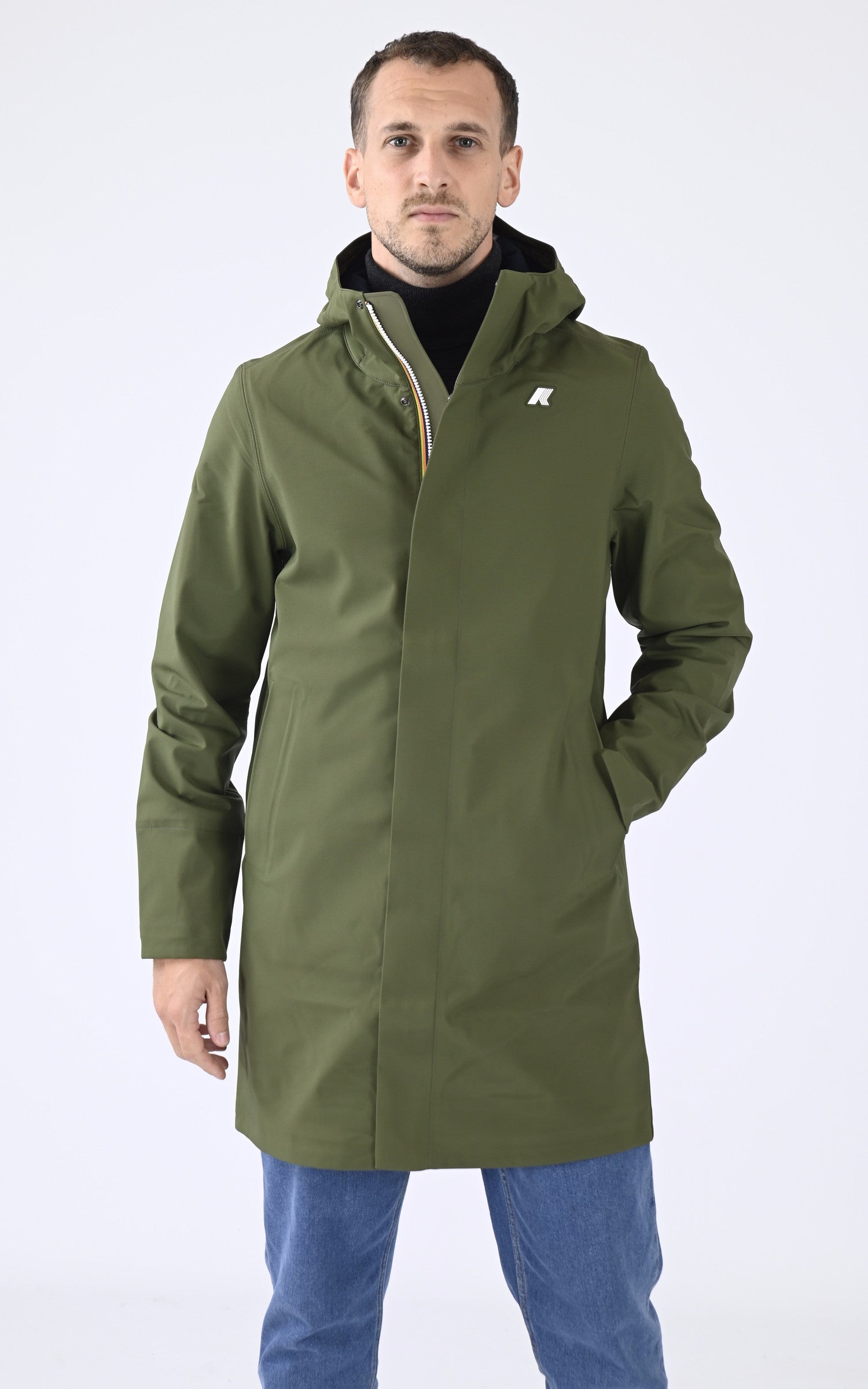 A "THOMAS BONDED K7126WW" Vert K-Way 3/4 Homme closed photo