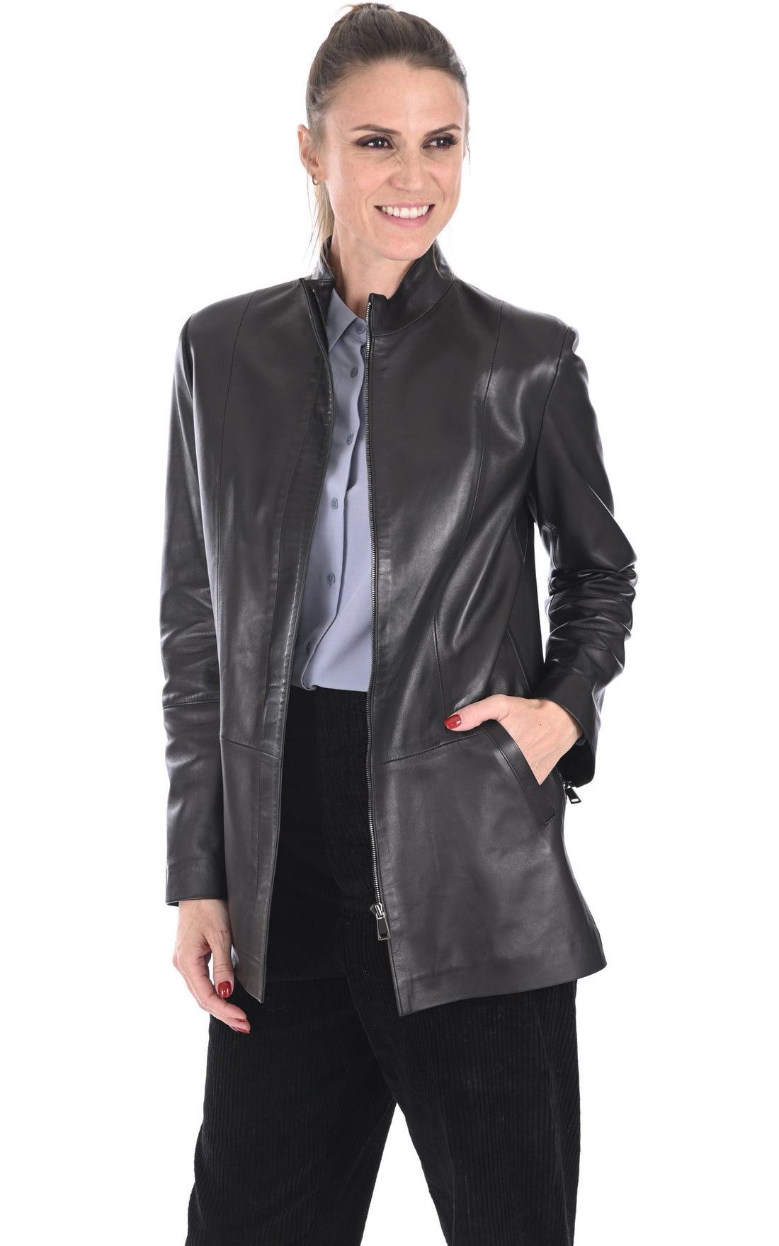 A "NATY FF" Noir La Canadienne Veste Femme opened photo