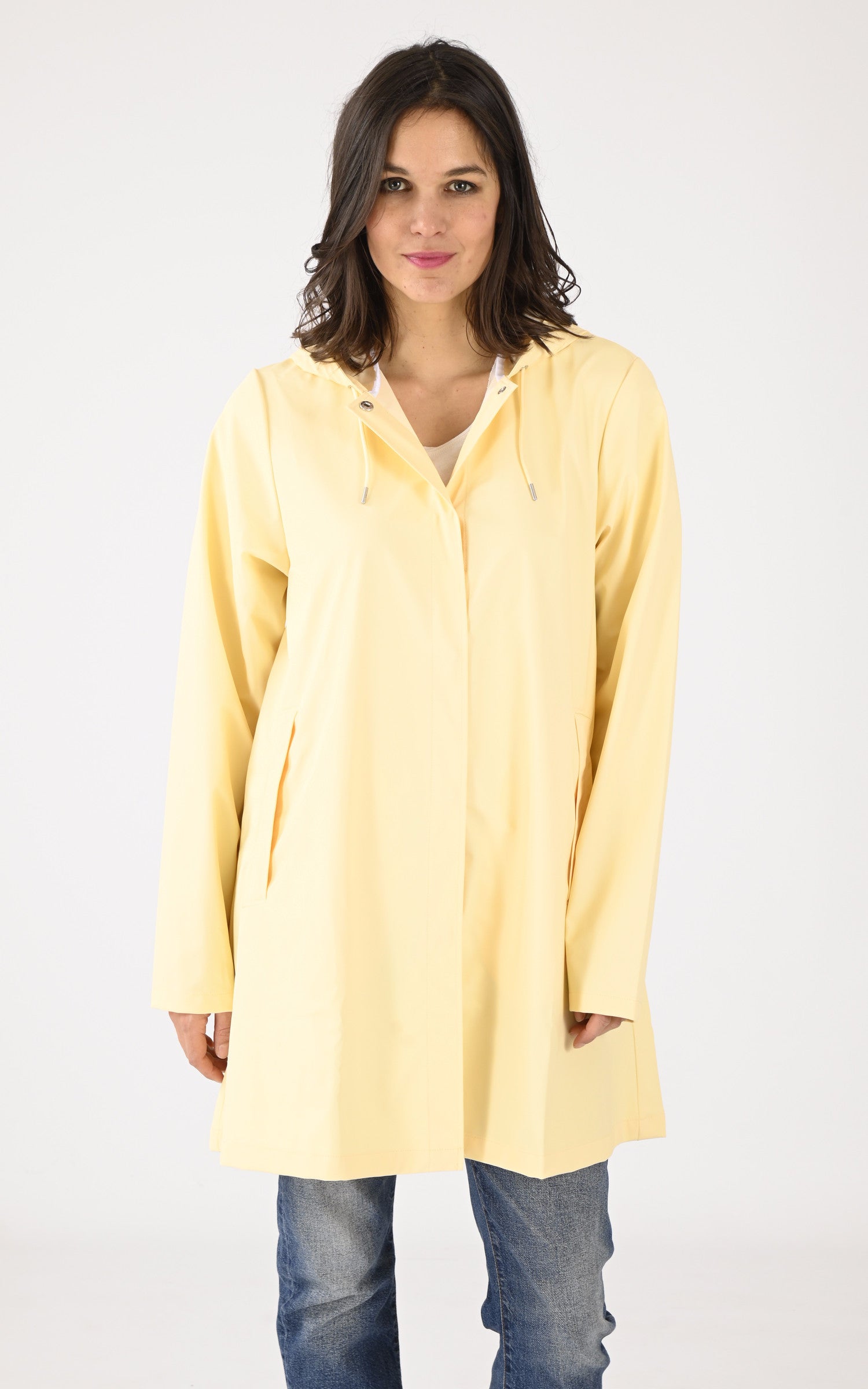 A "18050 A-LINE JACKET" Jaune Rains 3/4 Femme closed photo
