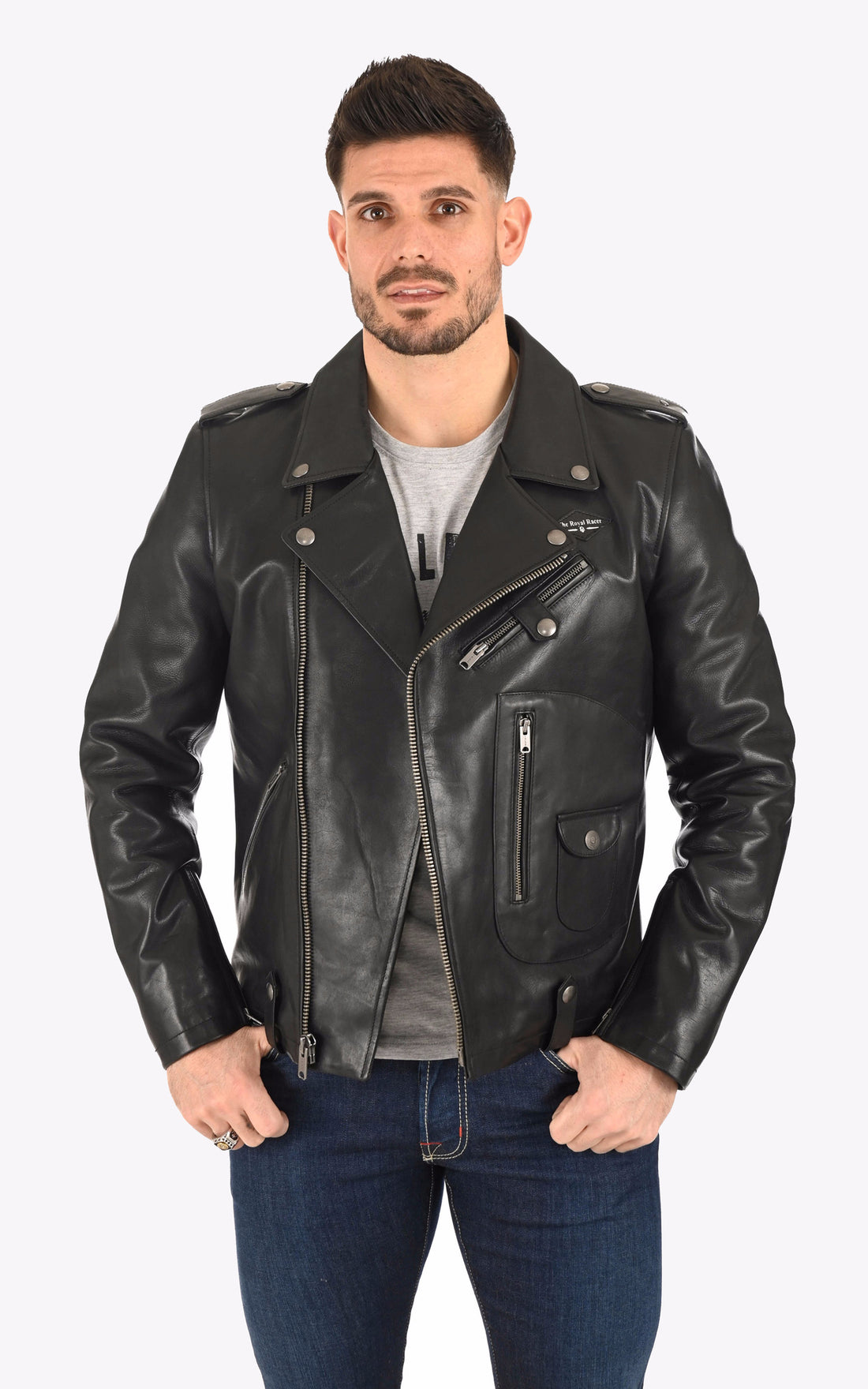 A "CAMDEN 2022002" Noir The Royal Racer Perfecto Homme opened photo