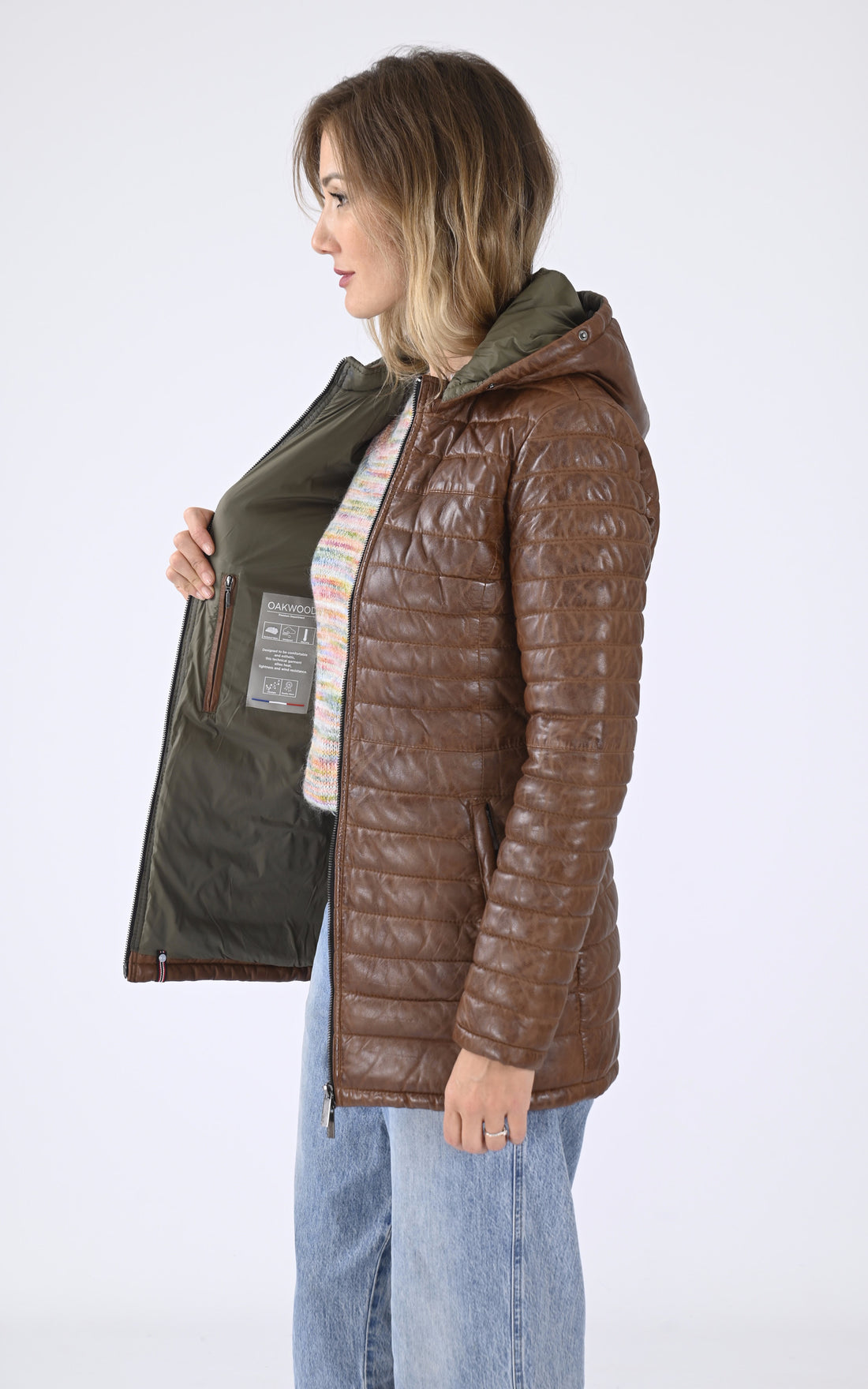 A "POPPING 62592" Cognac Oakwood Ves Doudoune Femme closed photo