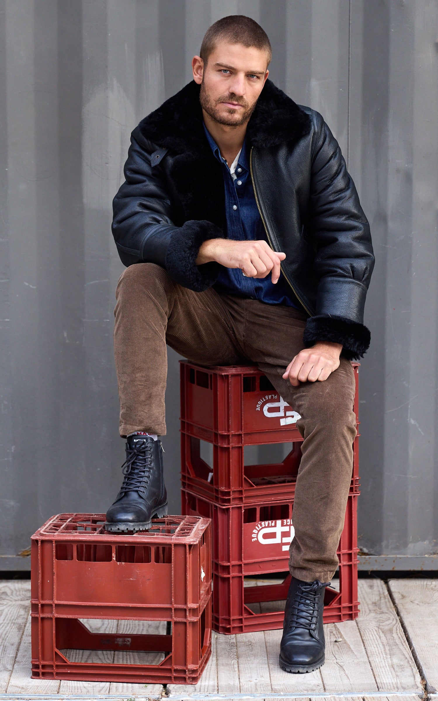 A "LC1259" Noir Schott Bombardier Homme details photo