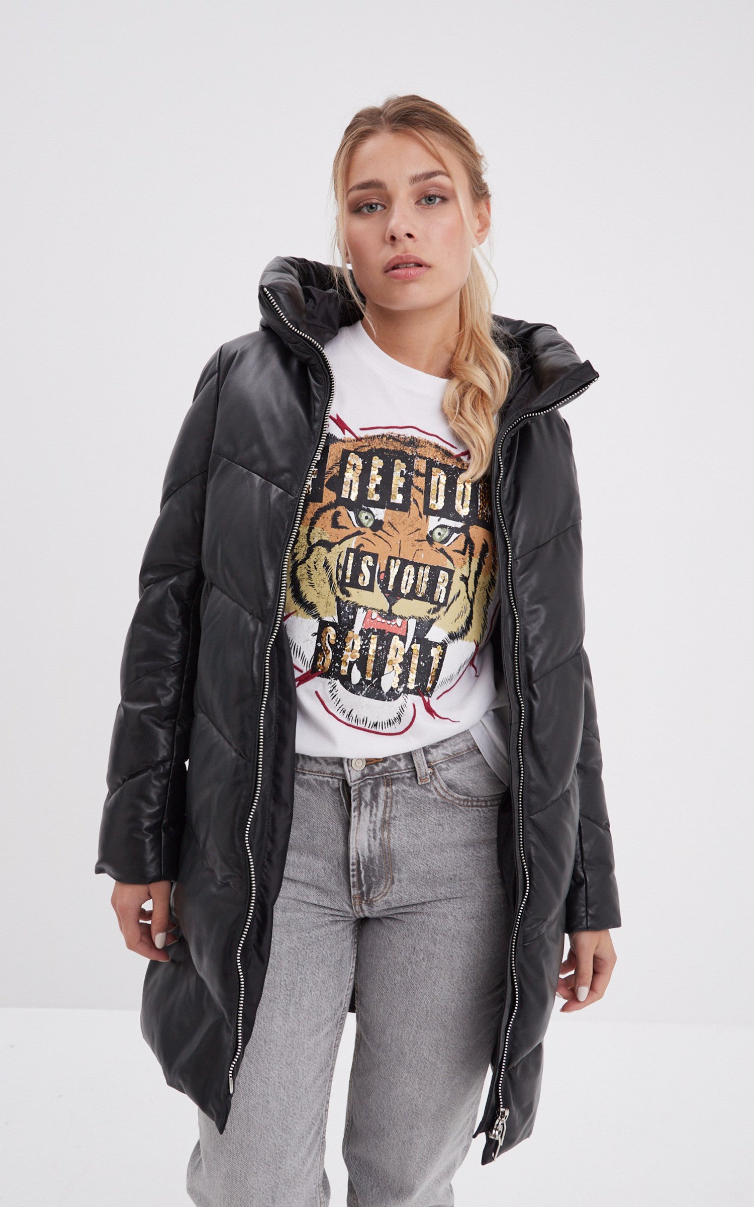 A "OLGAR 103089" Noir Rose Garden 3/4 Doudoune Femme closed photo 2