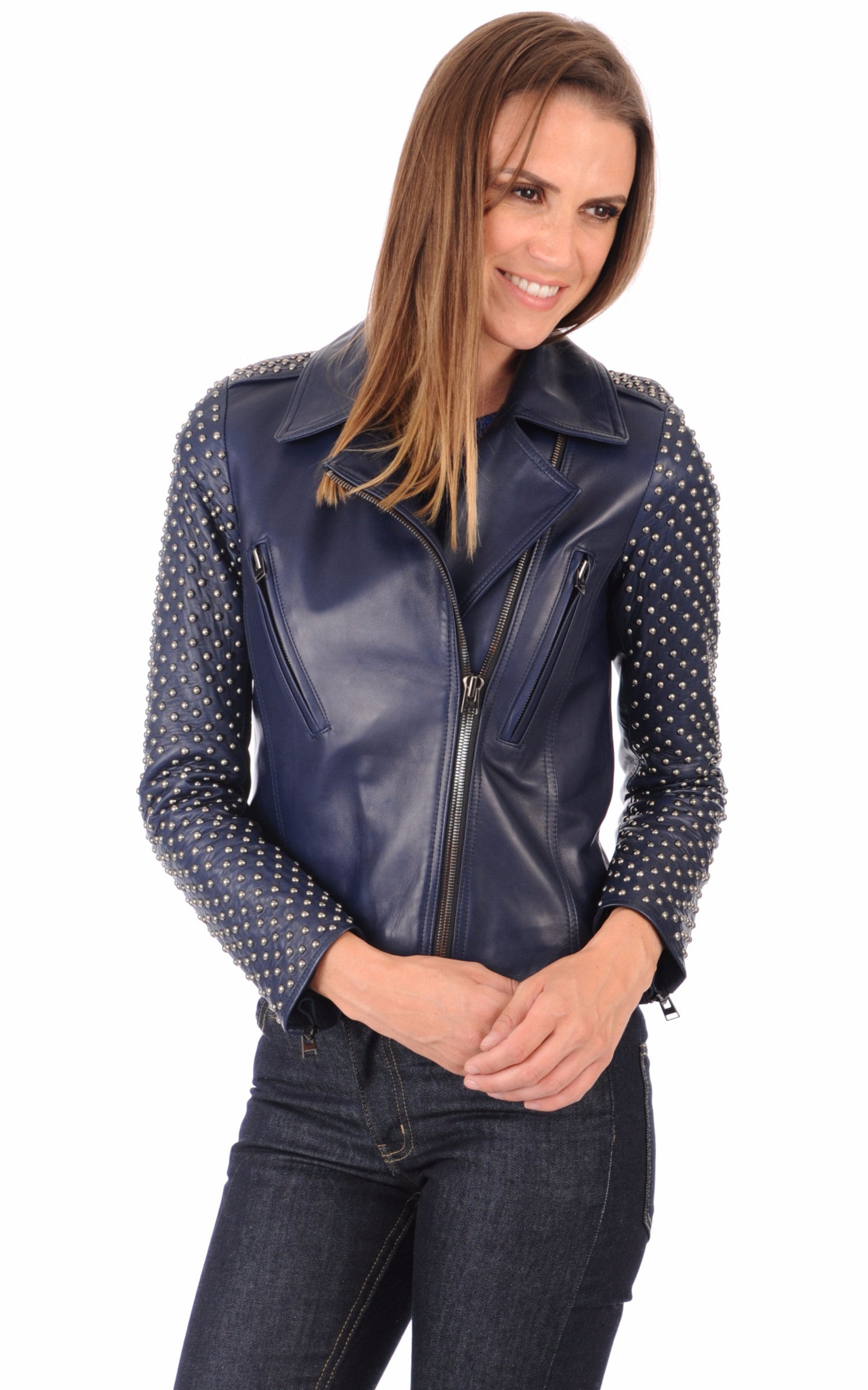 A "LESLA CLOUX FF" Marine La Canadienne Blouson Femme closed photo