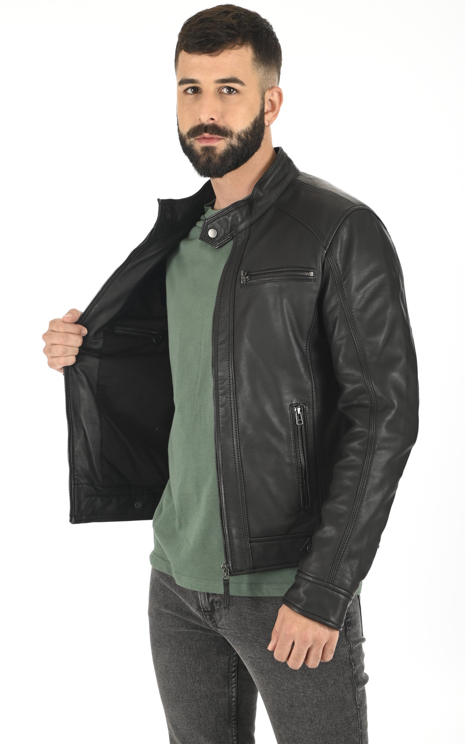 A "ERIKO" Noir Serge Pariente Blouson Homme interior photo