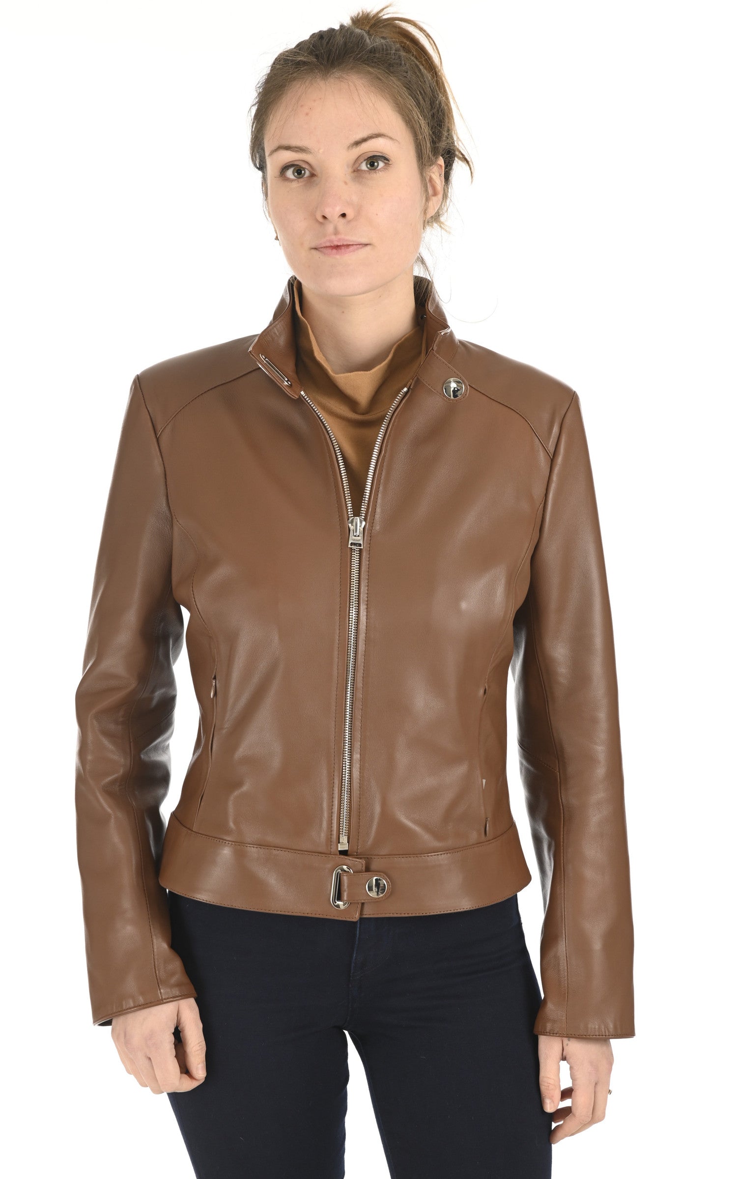 A "NINIS FF" Camel La Canadienne Blouson Femme closed photo