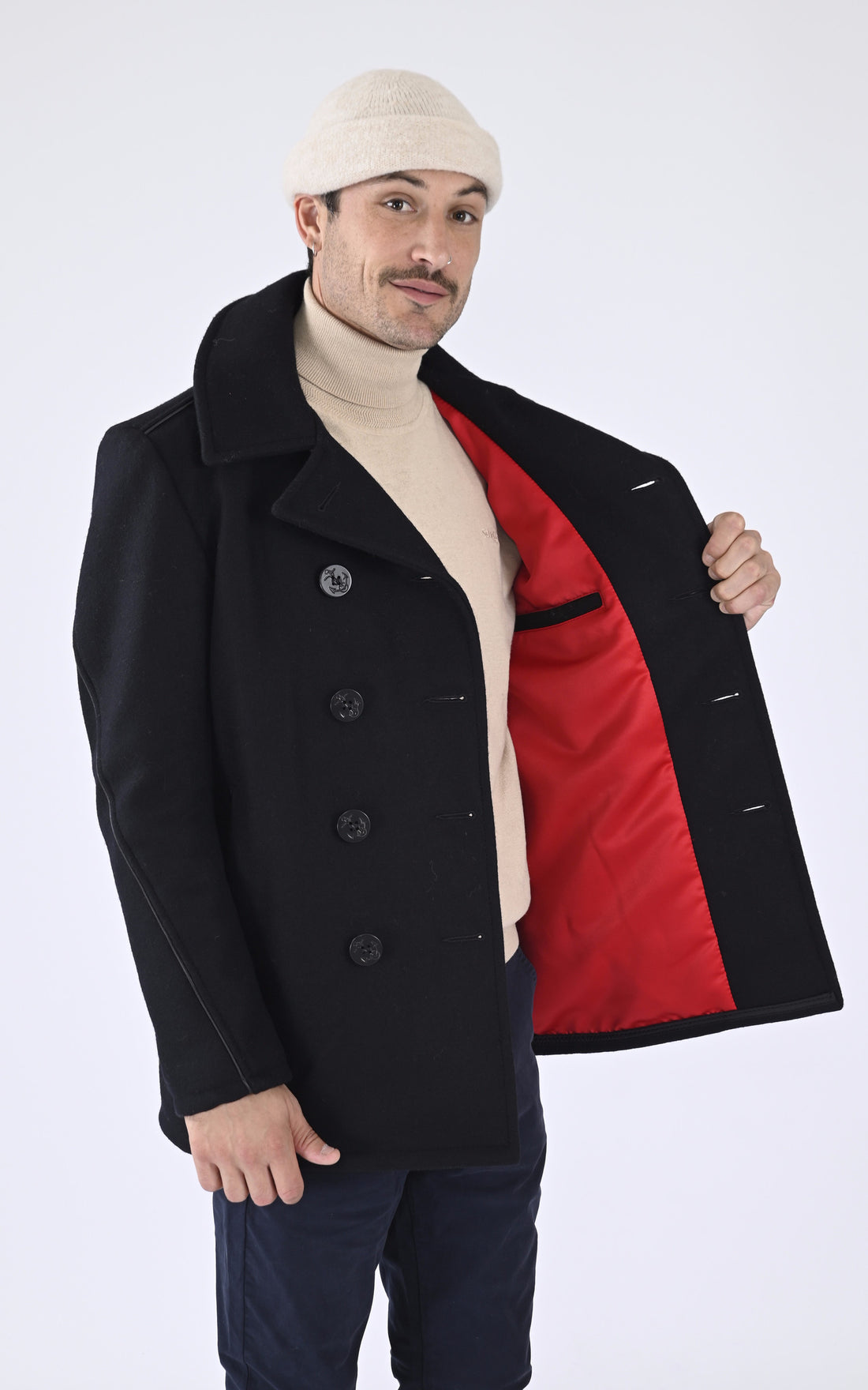A "740C" Bleu Marine Schott Caban Homme opened photo