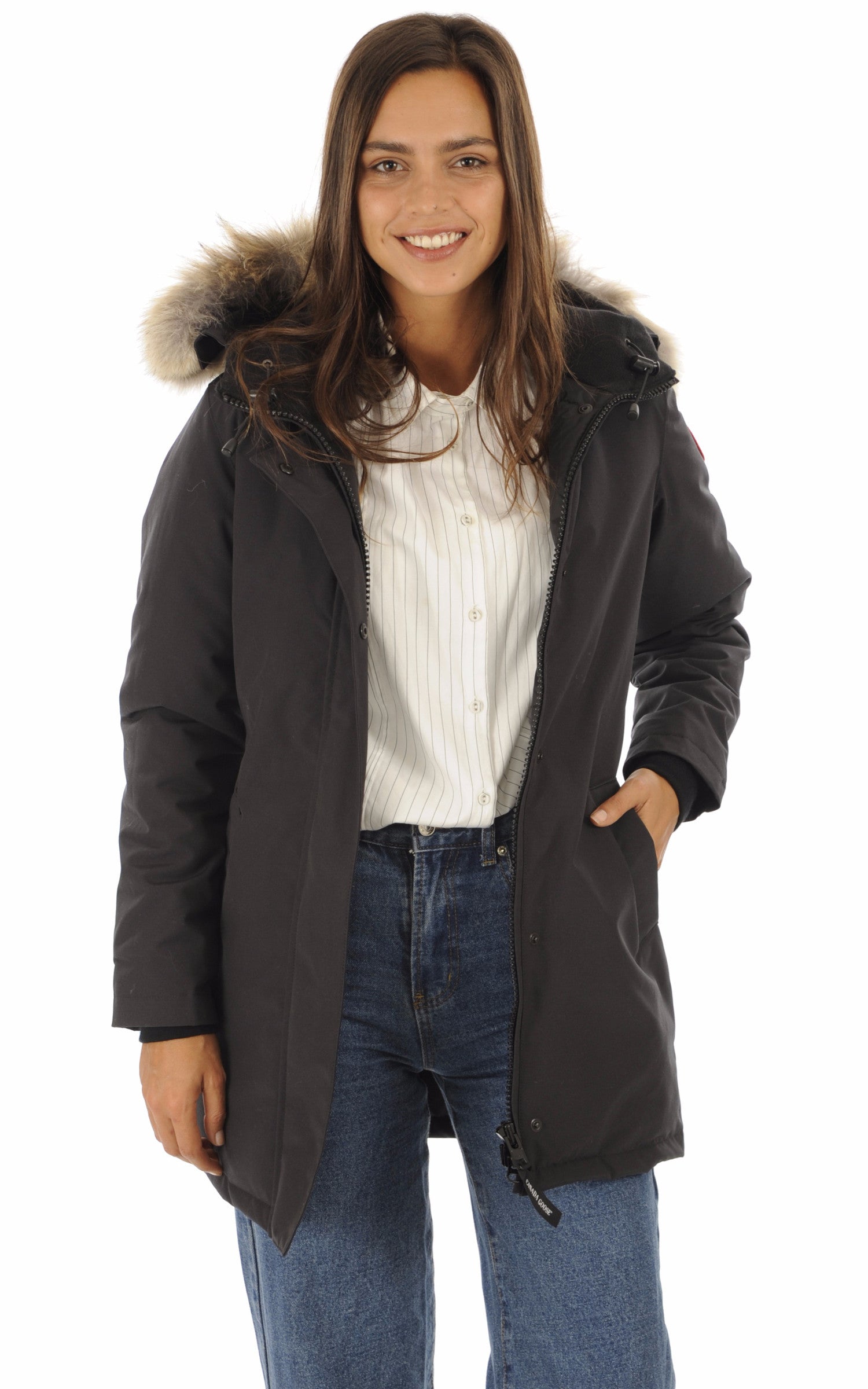 A "VICTORIA 3037L" Navy Canada Goose Parka Femme opened photo 1