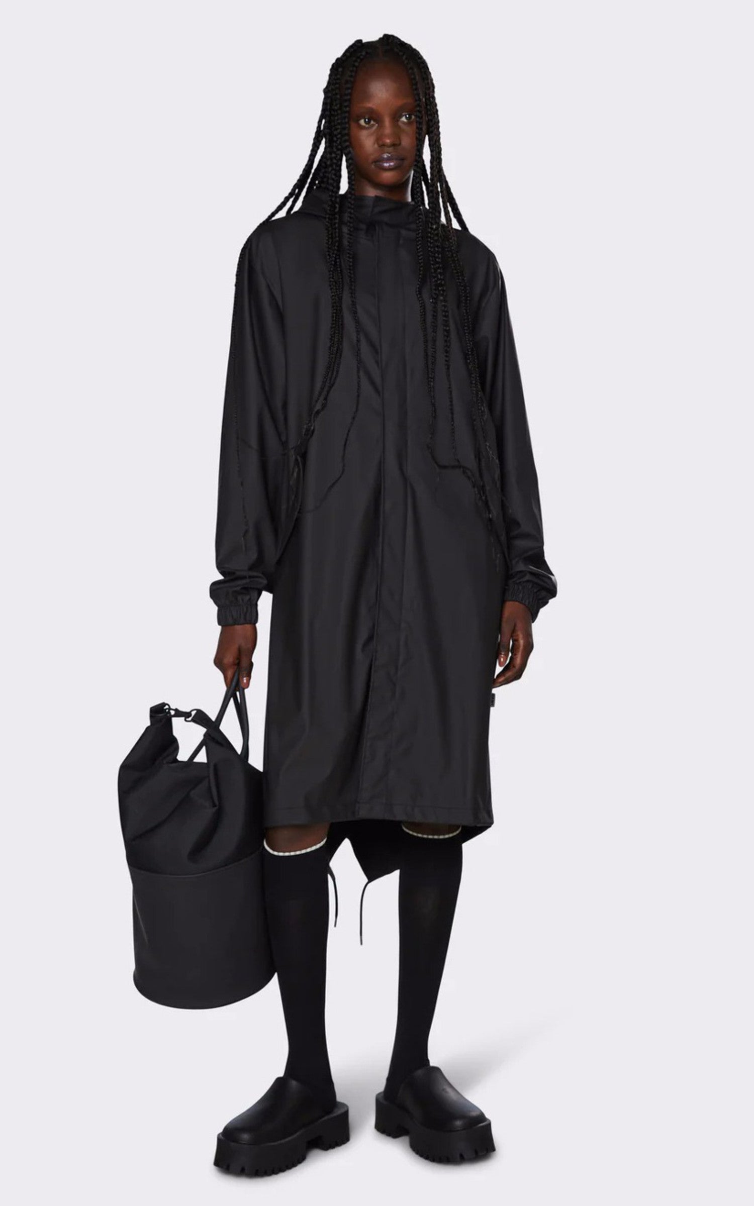 A "18140 FISHTAIL PARKA" Noir Rains 7/8 Mixte closed photo