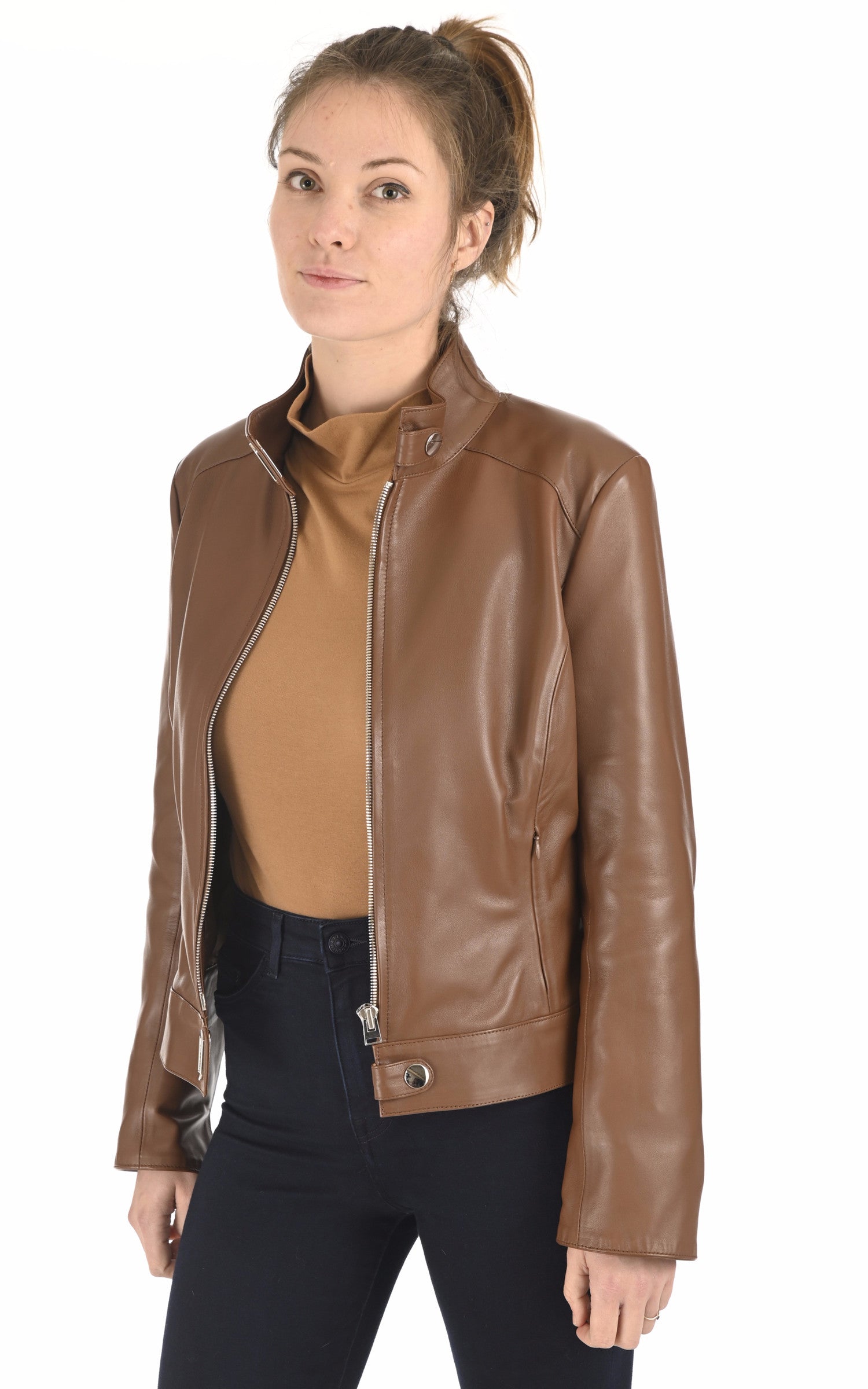 A "NINIS FF" Camel La Canadienne Blouson Femme opened photo