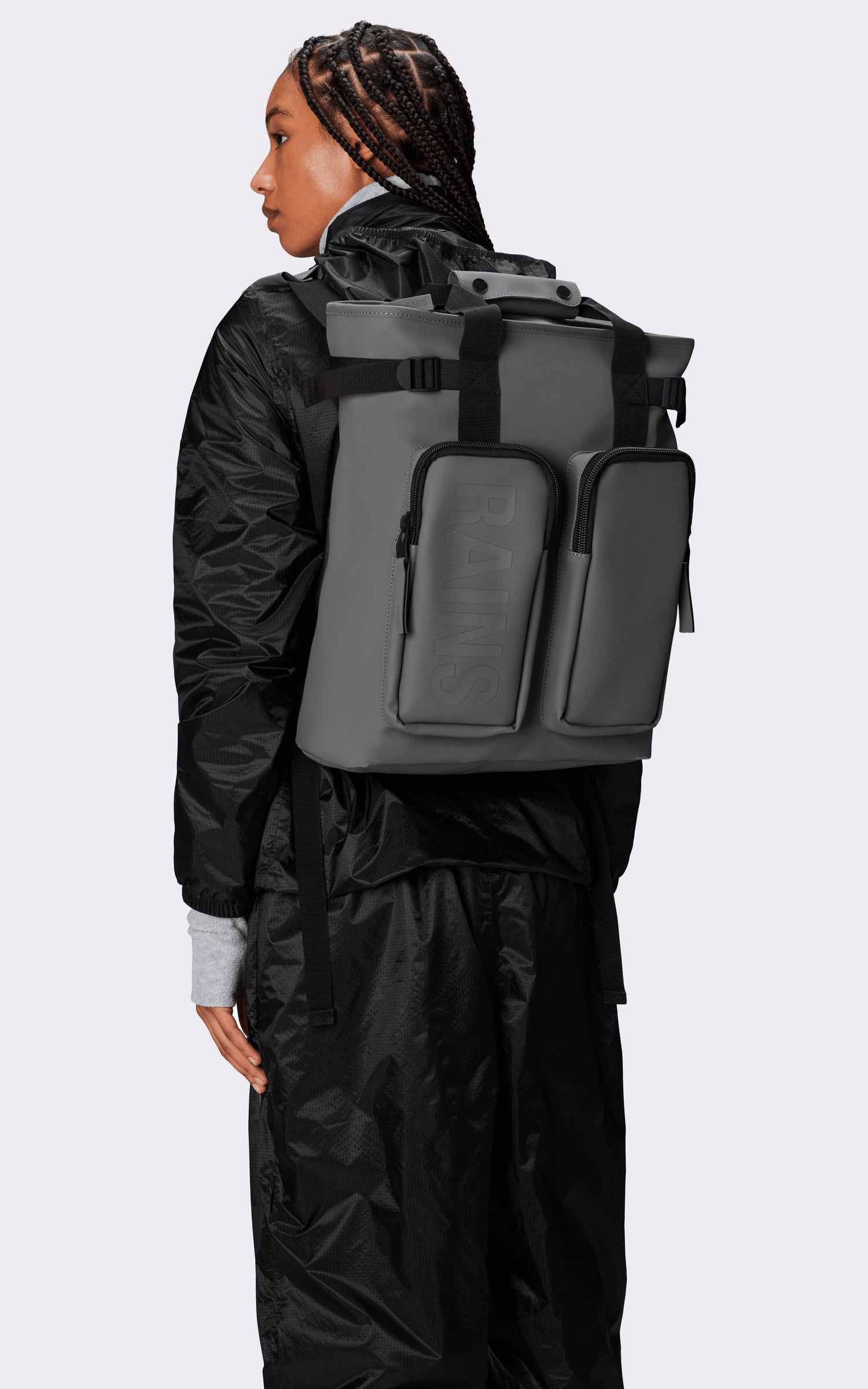 A "14240 TEXEL TOTE" Gris Rains Sac Mixte closed photo