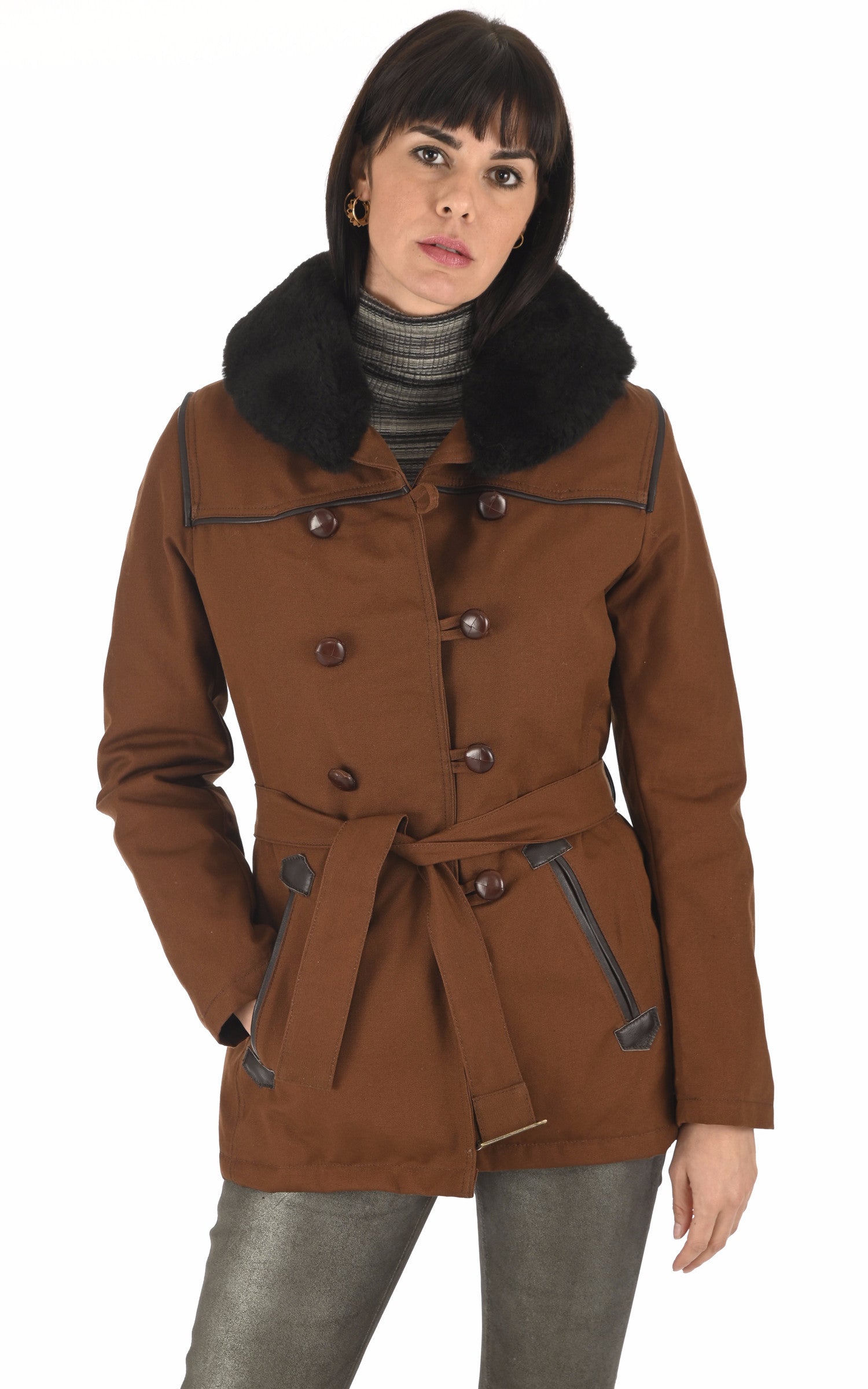 A "CANADIENNE F" Marron La Canadienne Veste Femme closed photo 2