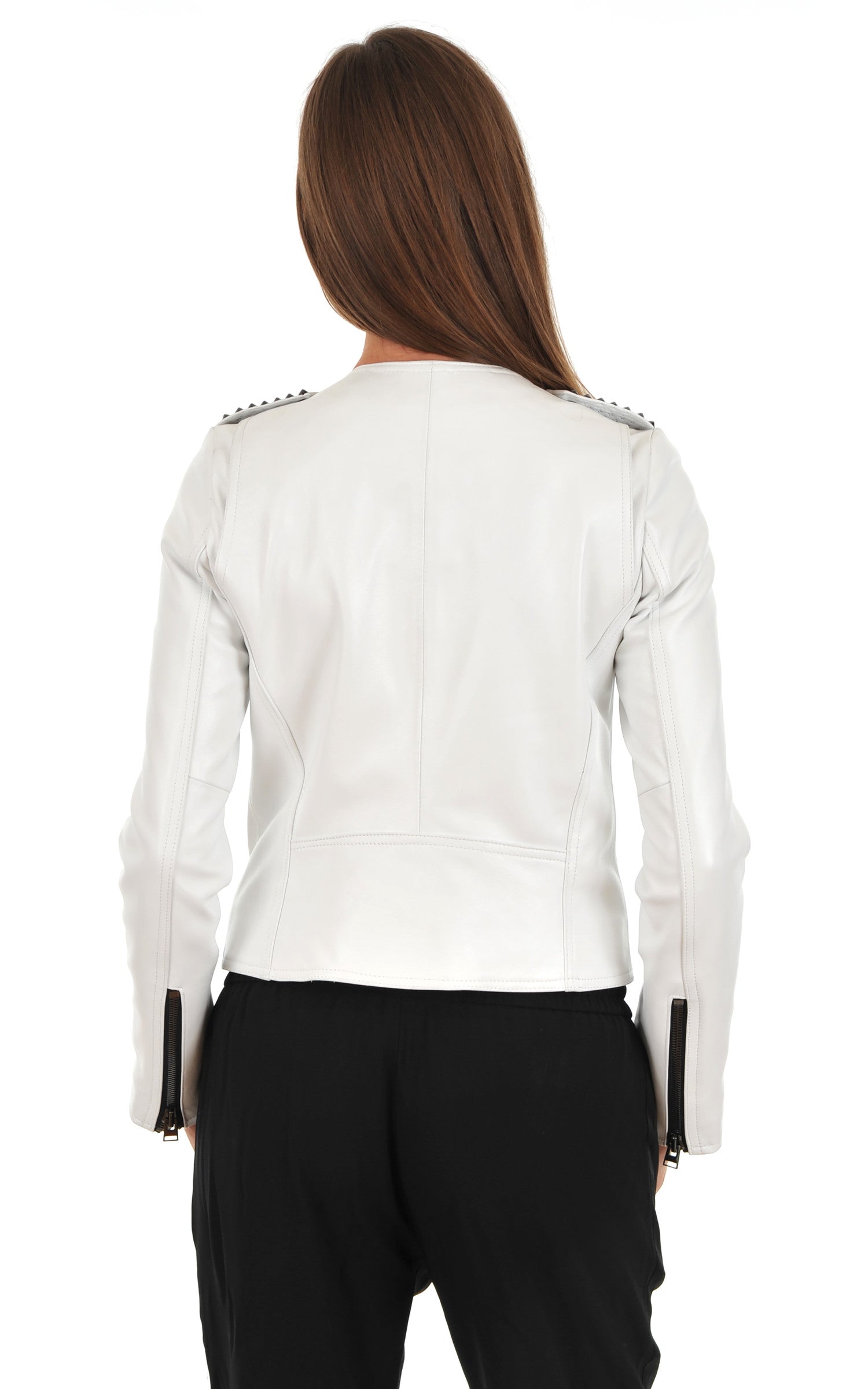 A "MURIELLE CLOUX GRIFFES FF" Blanc La Canadienne Blouson Femme back photo