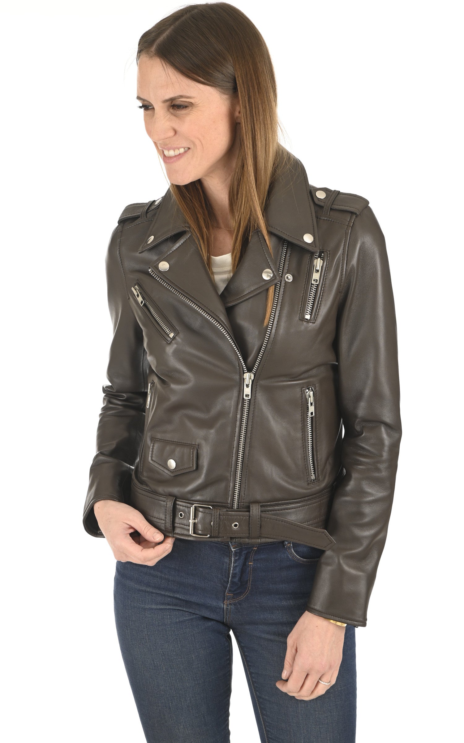 A "LIV" Marron Serge Pariente Blouson Femme opened photo