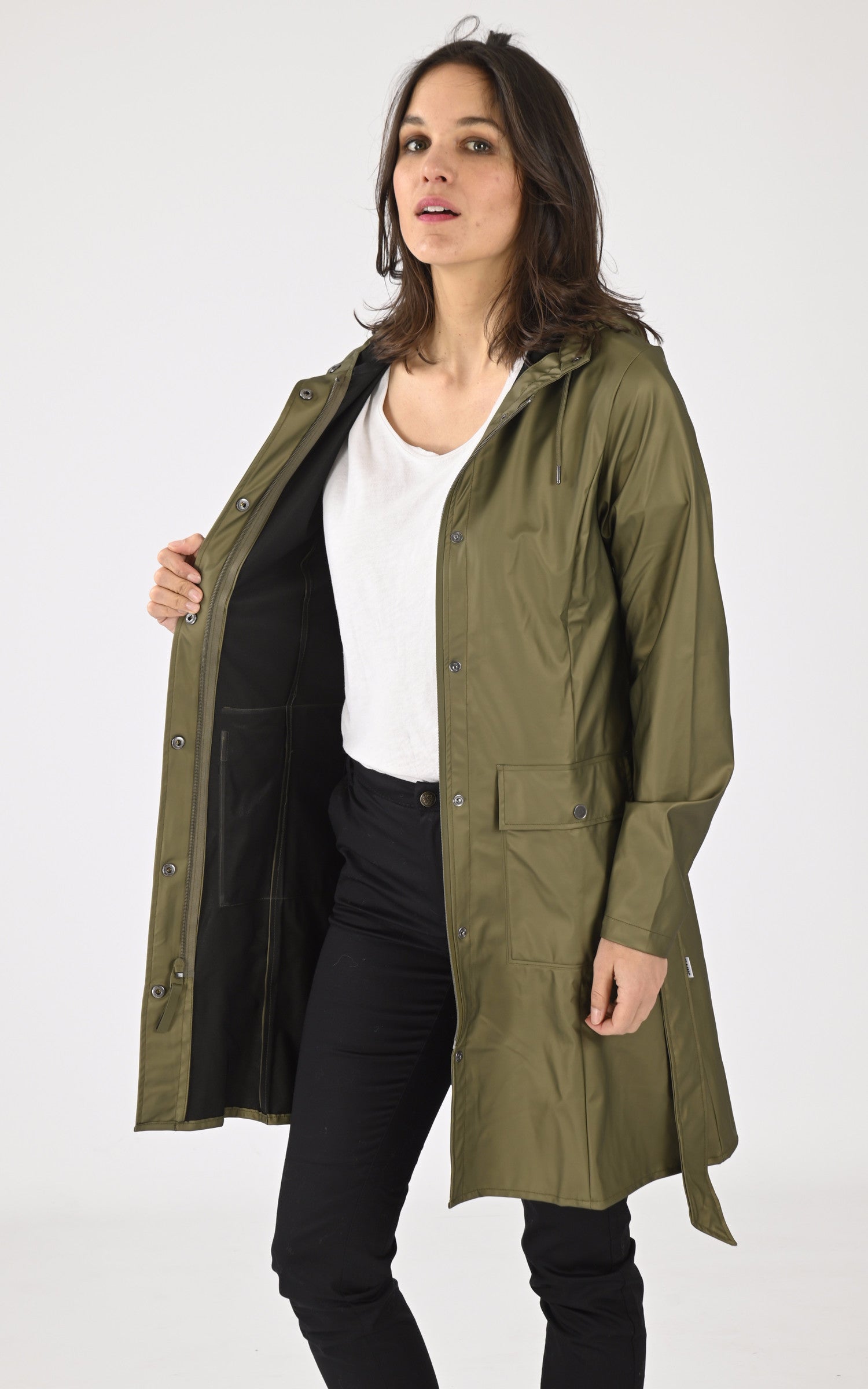 A "18130 CURVE JACKET" Kaki Rains 3/4 Femme interior photo