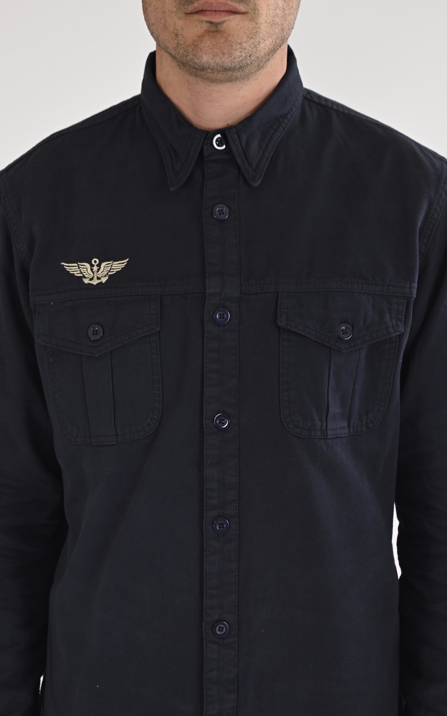 A "KING AIR MN 103945" Bleu Marine Marine Nationale Chemise Homme details photo