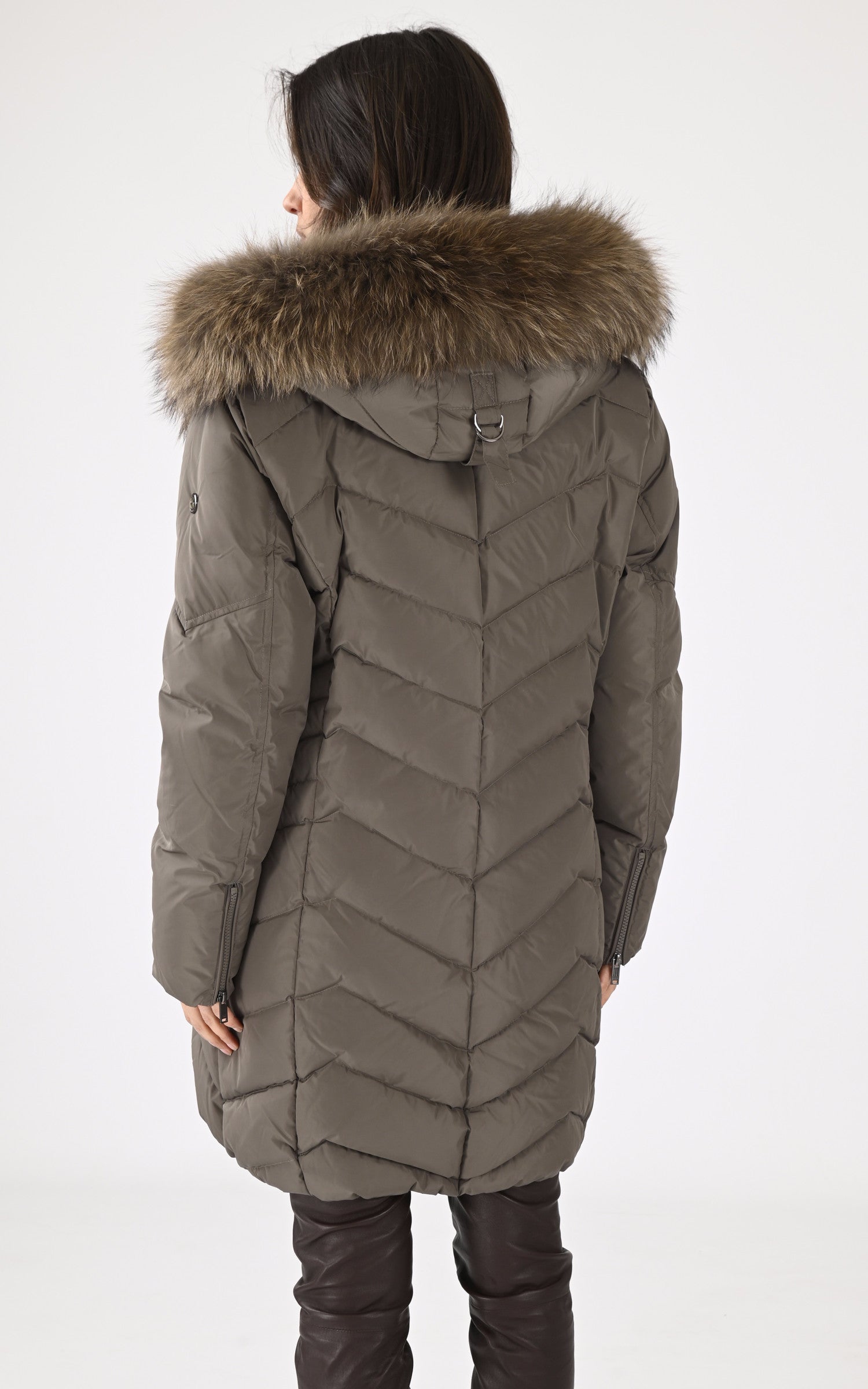 A "JEMMA CONFORT 11579" Taupe Saki 3/4 Doudoune Femme back photo 4