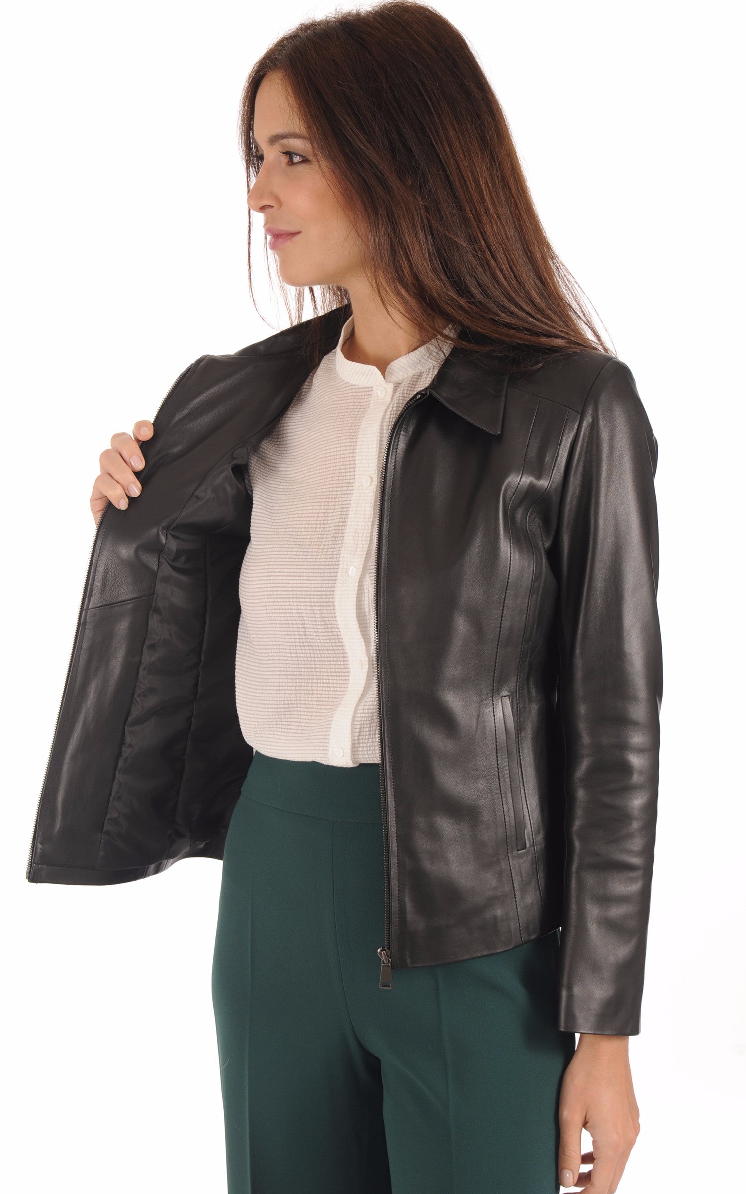 A "JEANNE FF" Noir La Canadienne Blouson Femme interior photo