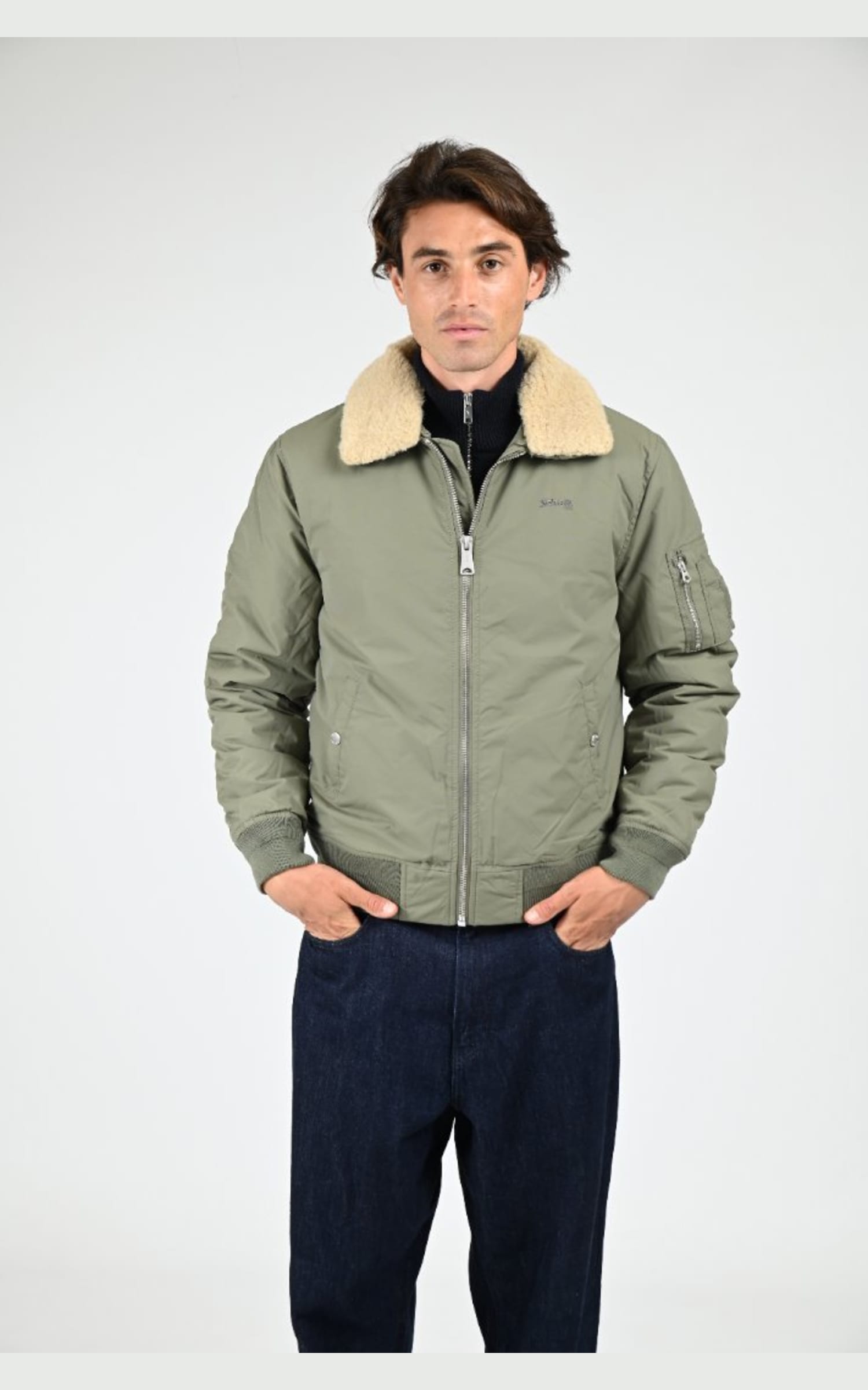 Blouson Textile Homme Schott, modèle Airkraft 2 de couleur kaki