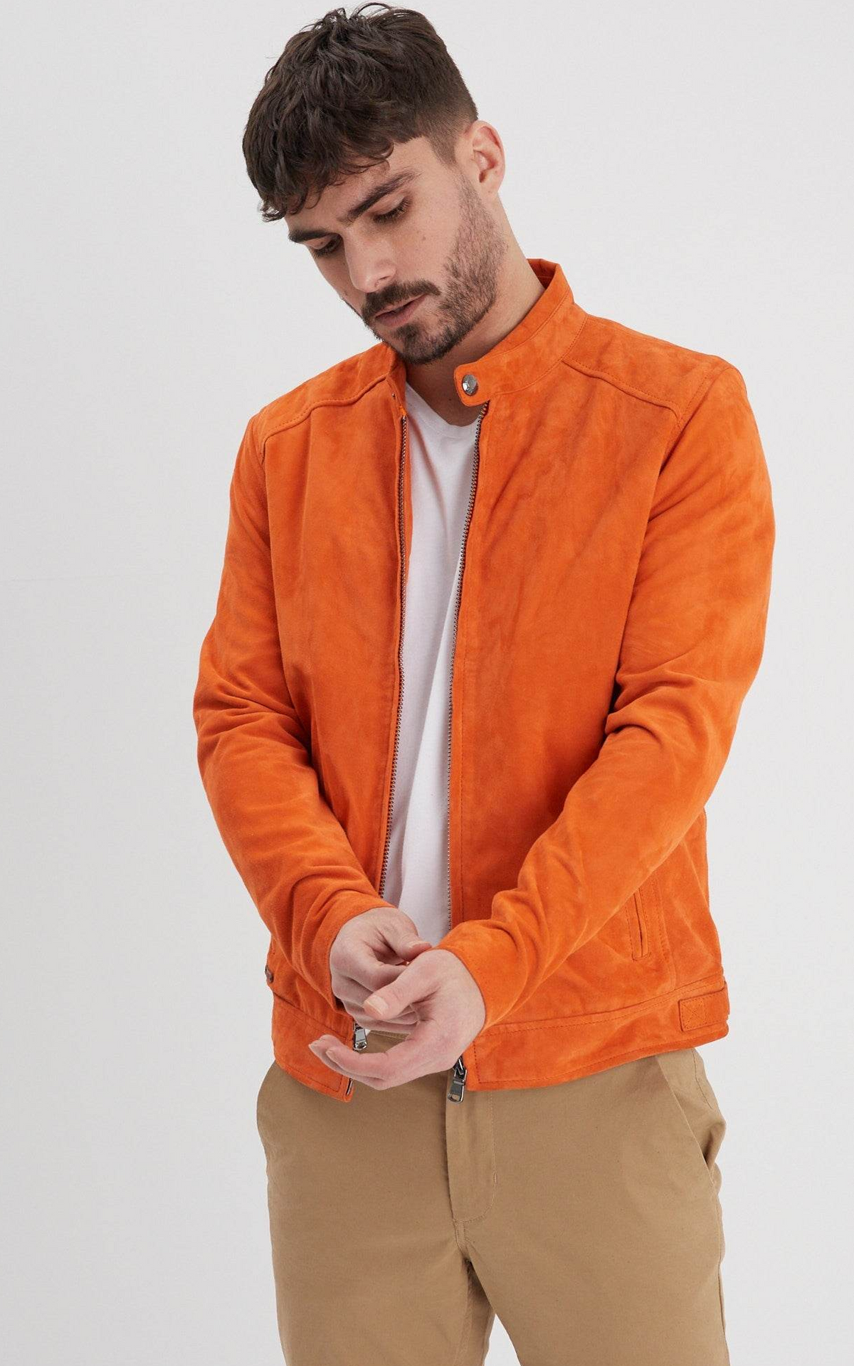 Blouson daim Delf orange
