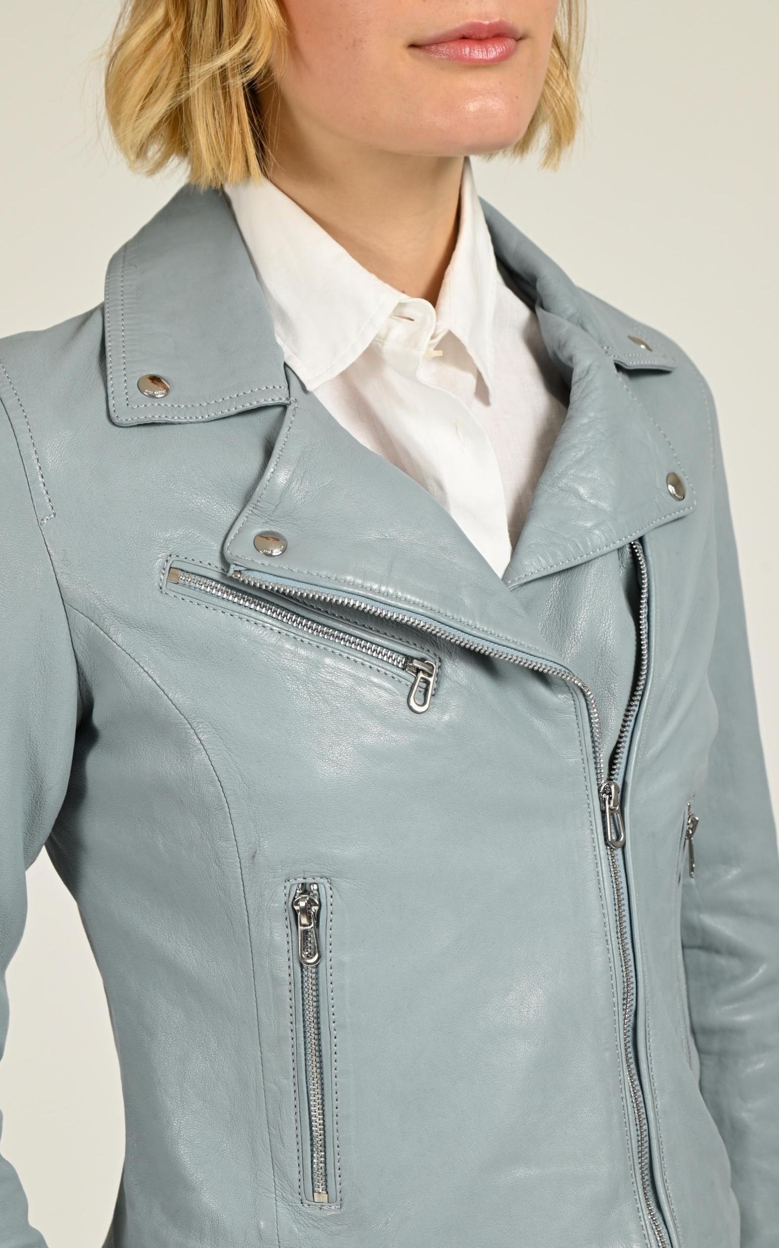 Blouson Cuir Femme Rose Garden, modèle Anthea 104177 de couleur winter sky