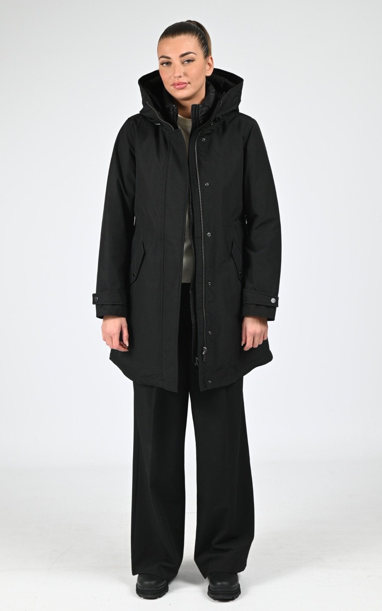 Parka Textile Femme Woolrich, modèle Authentic 3en1 ou1105 de couleur black