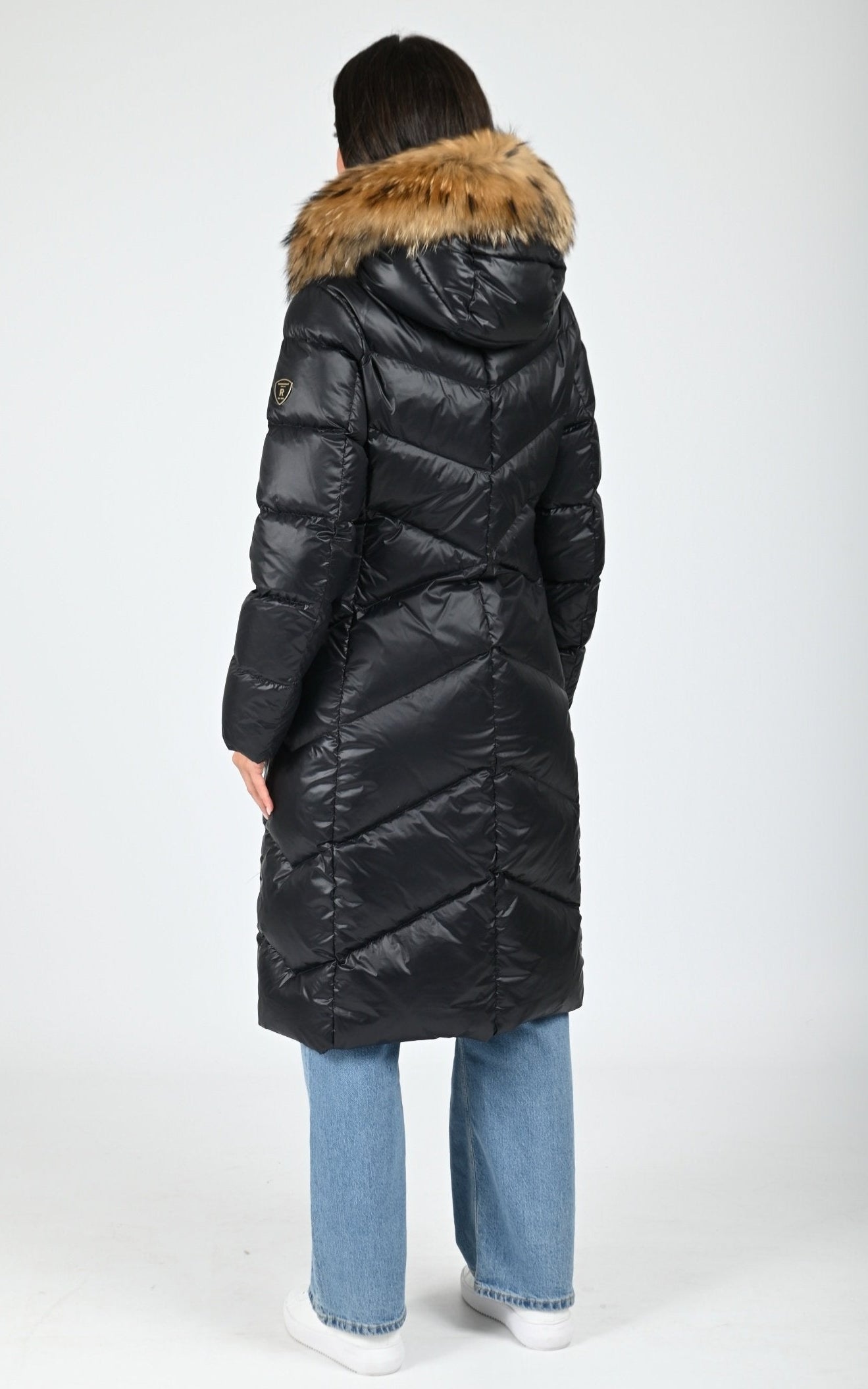 Doudoune confort longue avec fourrure noir 4